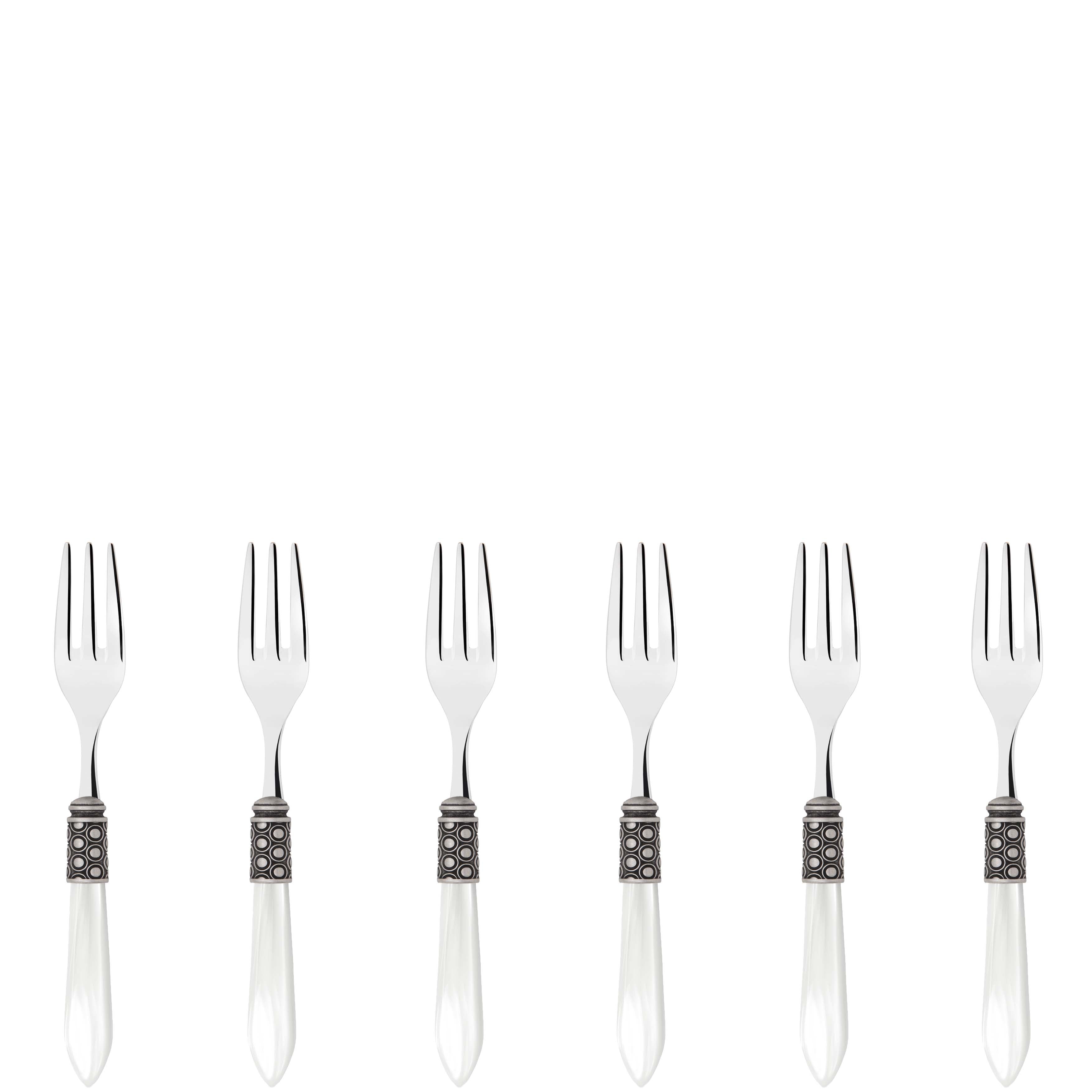 Optical Antique Cocktail / Cake Fork Set in gift box - white