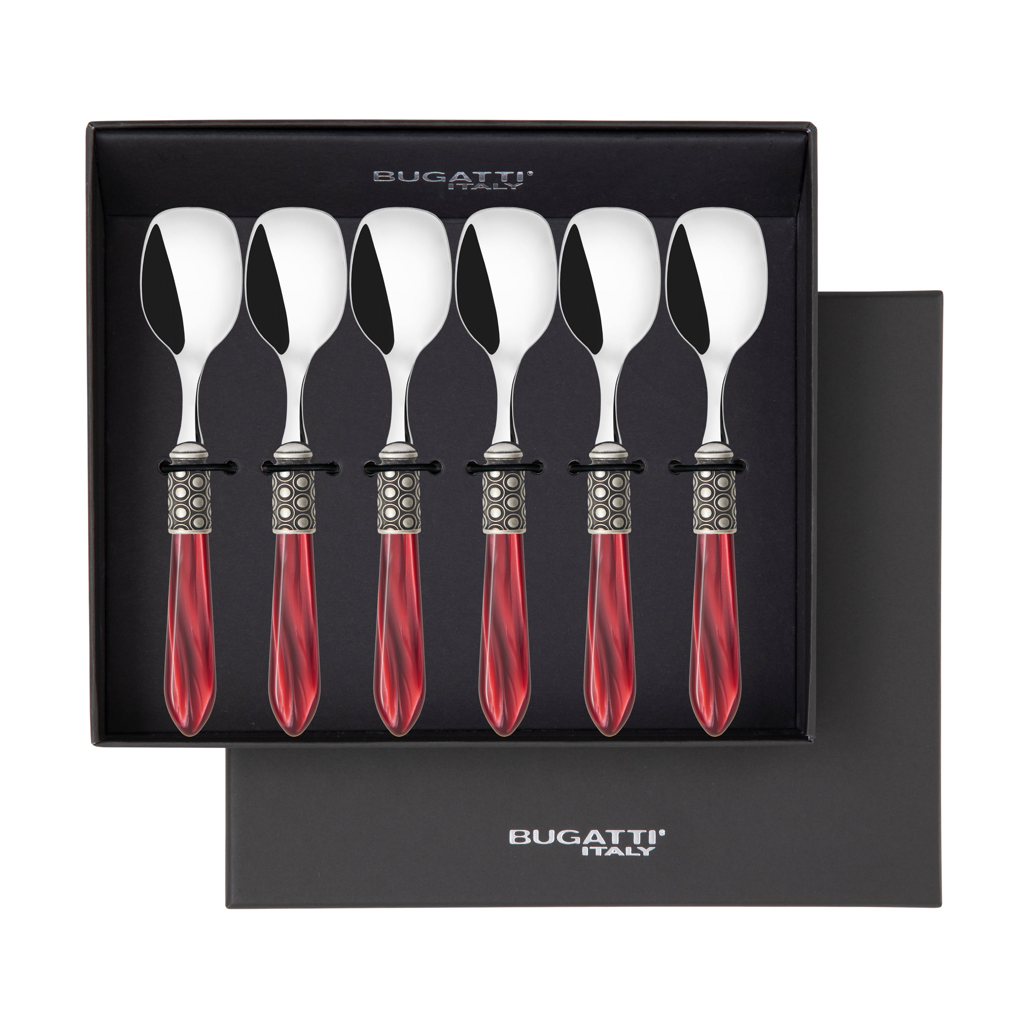 Optical Antique Ice Cream Spoons Set in gift box - burgundy
