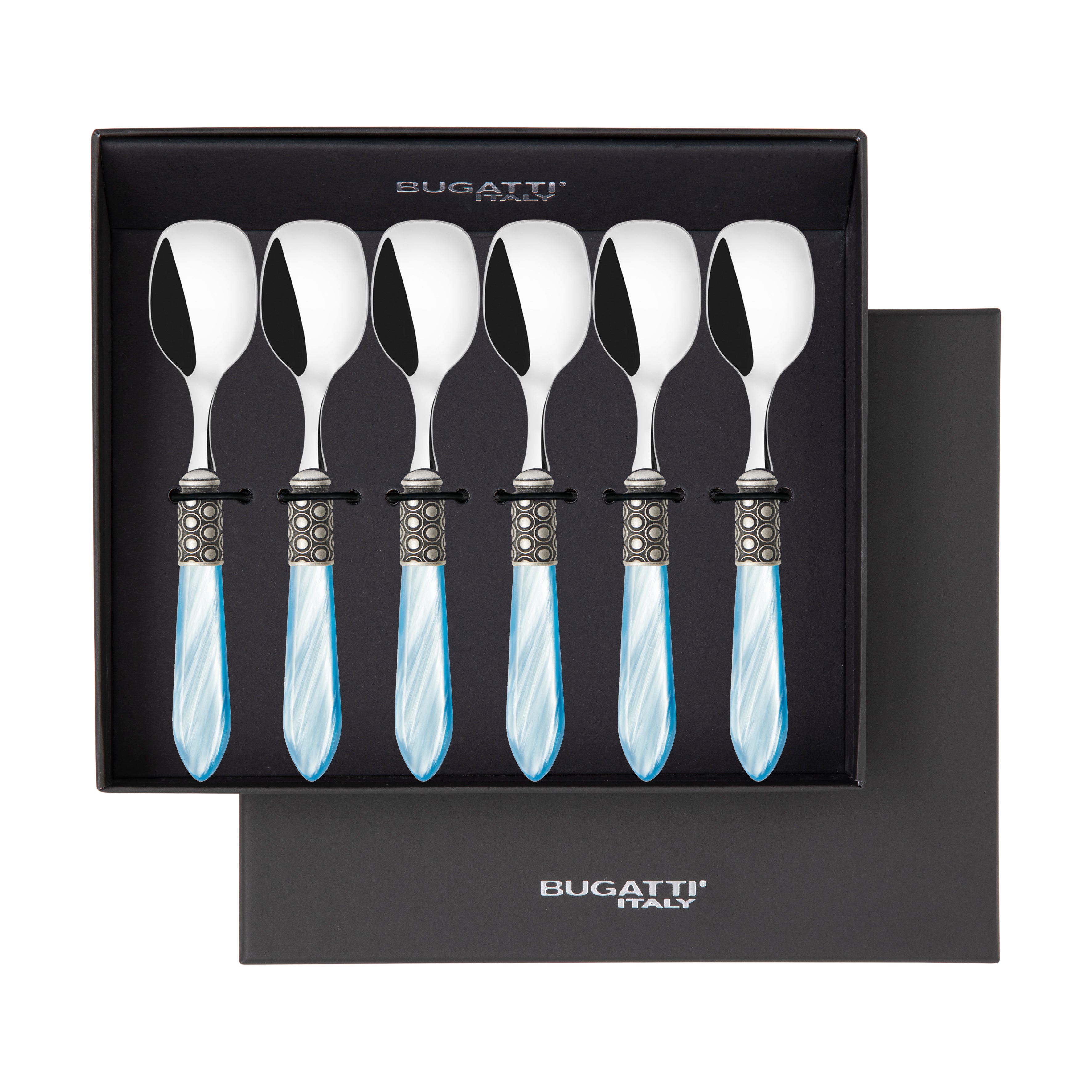 Optical Antique Ice Cream Spoons Set in gift box - sky blue