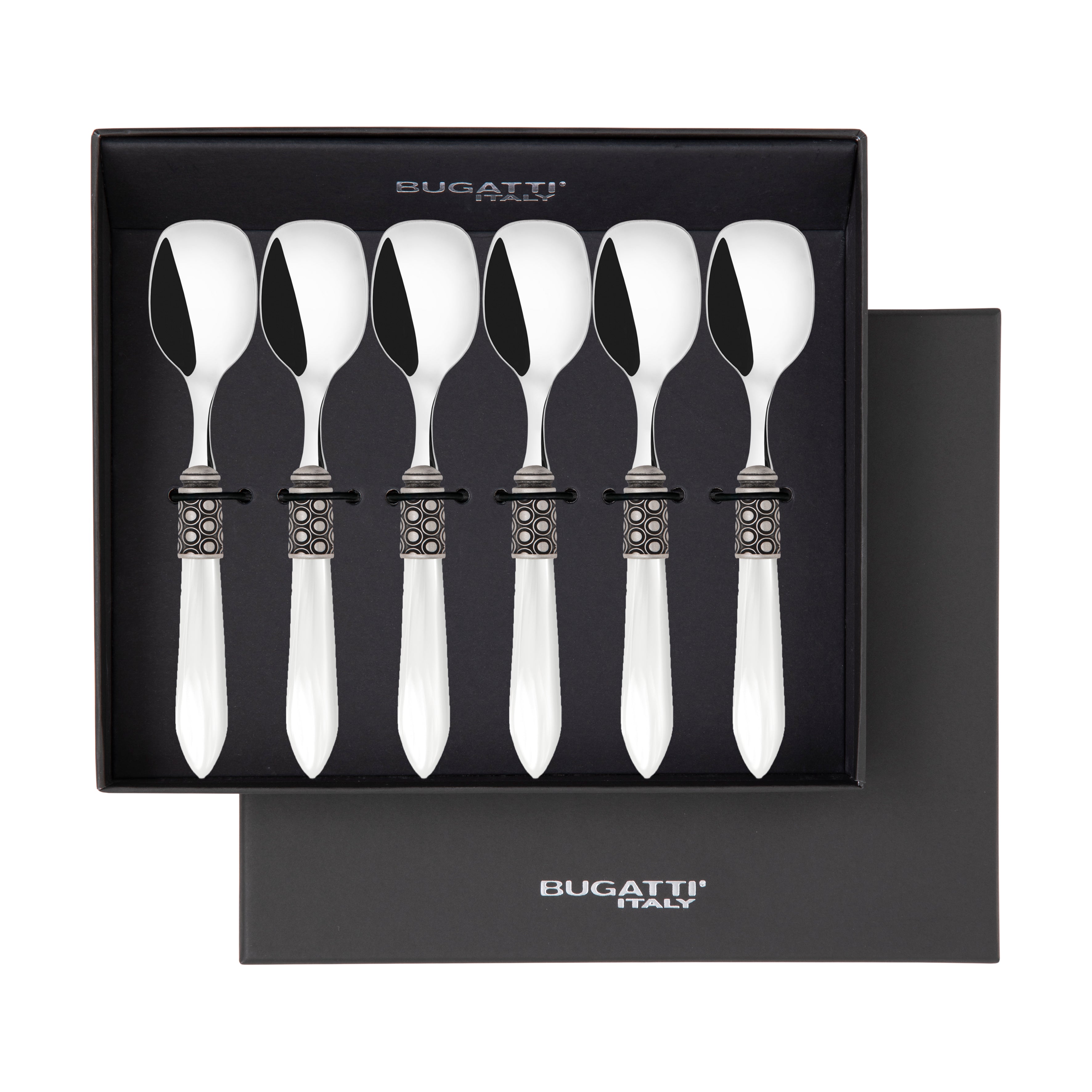 Optical Antique Ice Cream Spoons Set in gift box - white