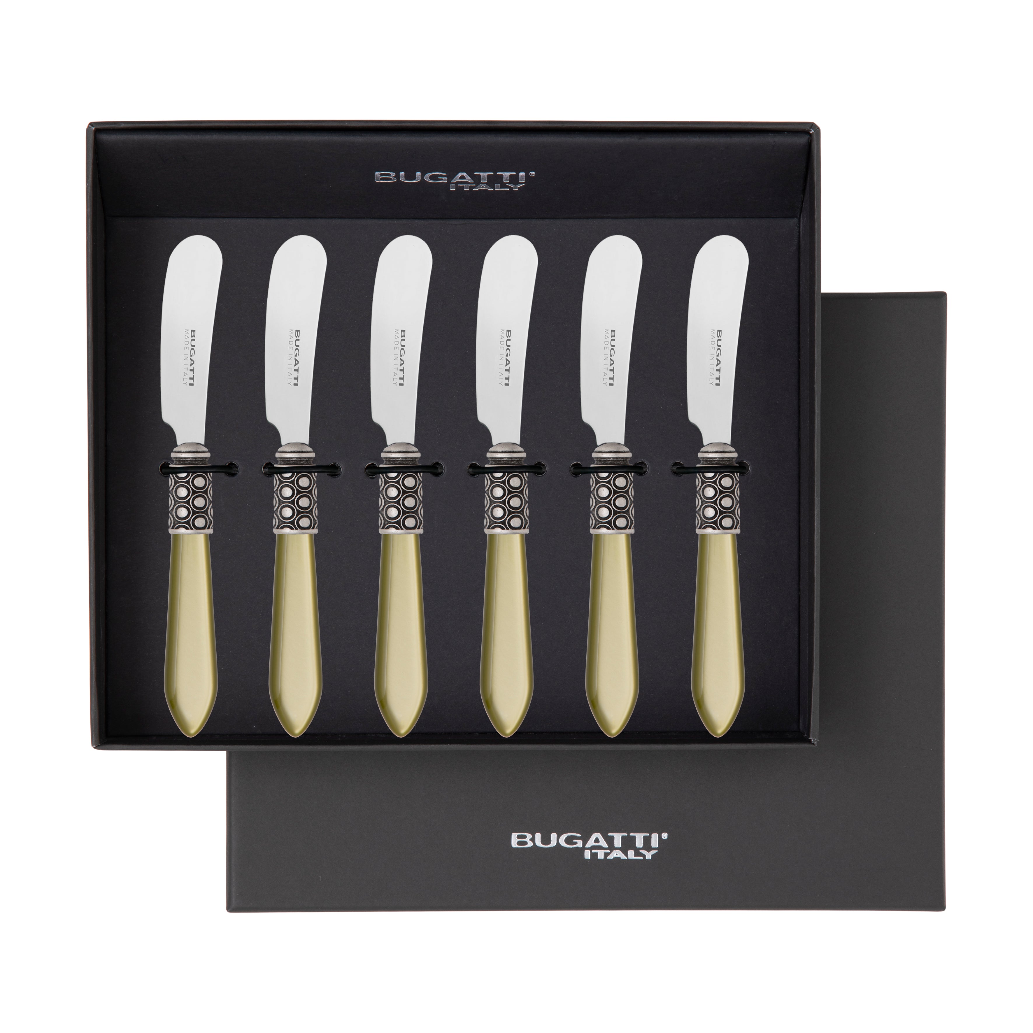 Optical Antique Spreader / Butter Knife Set - chartreuse green