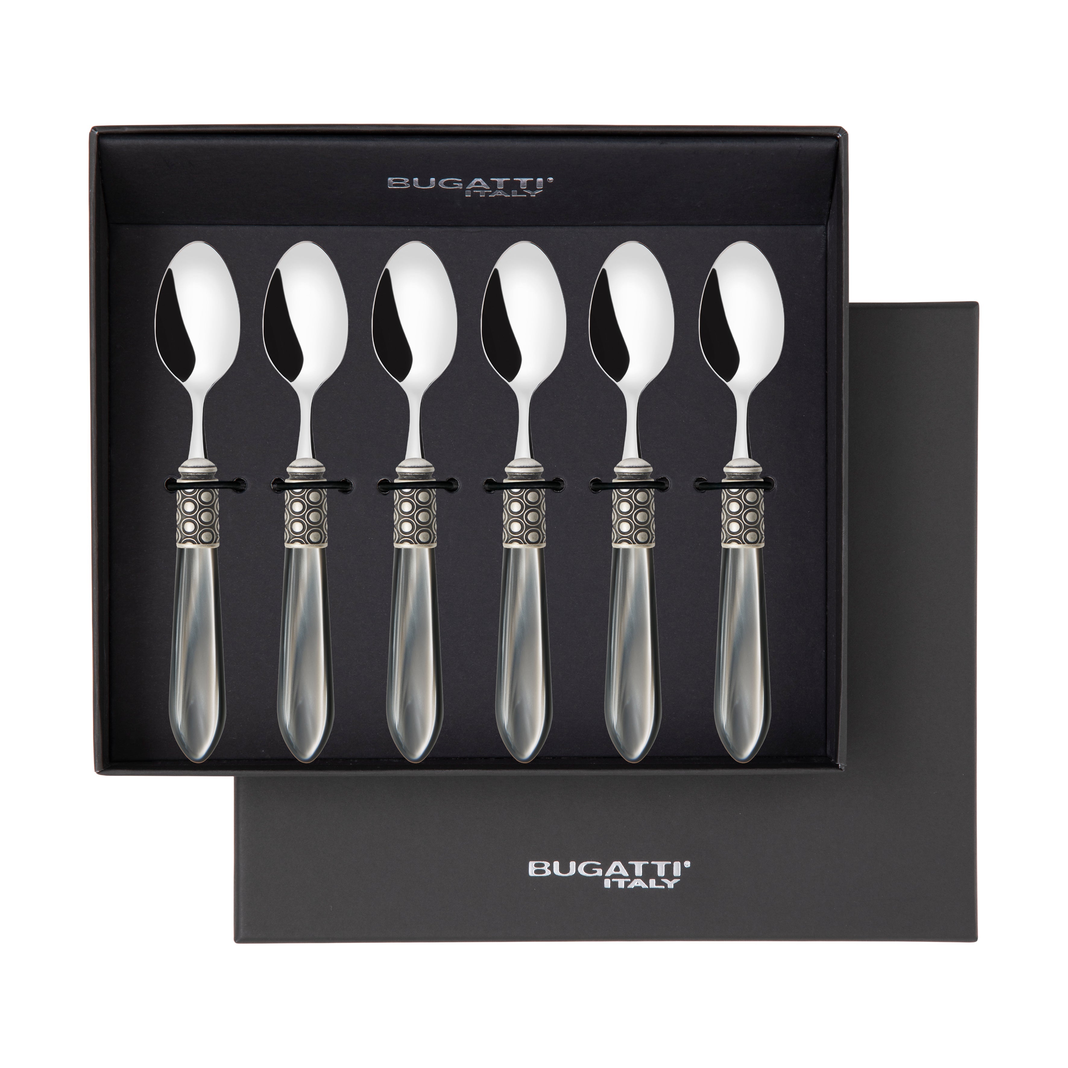 Optical Antique 6 Piece Moka Spoon Set in gift box gray