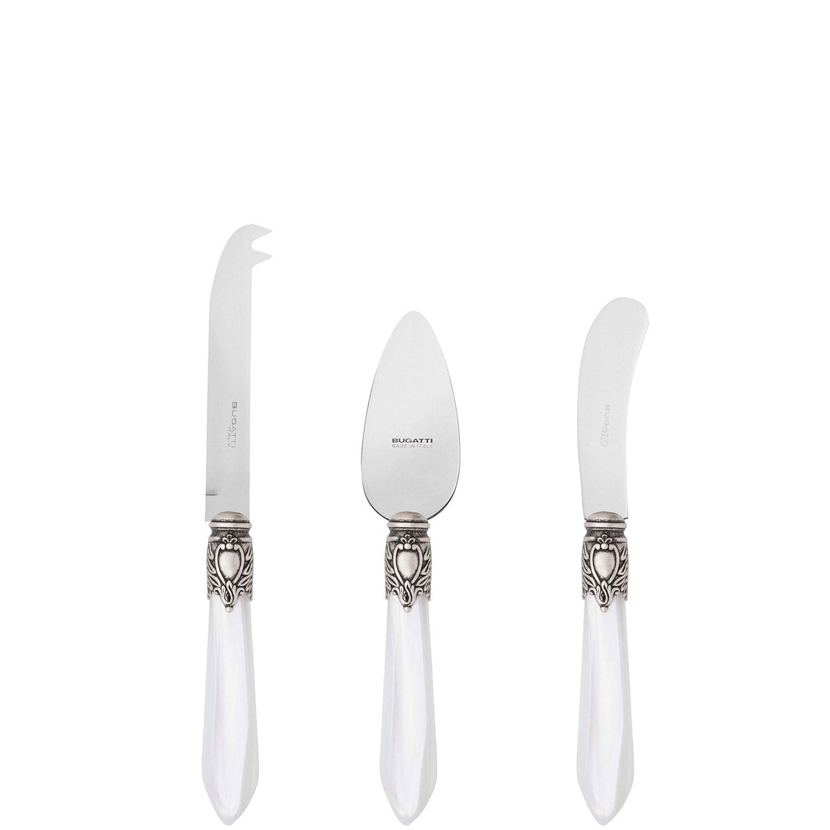 Oxford Antique 3 Piece Cheese Knife Set - White-Casa Bugatti USA