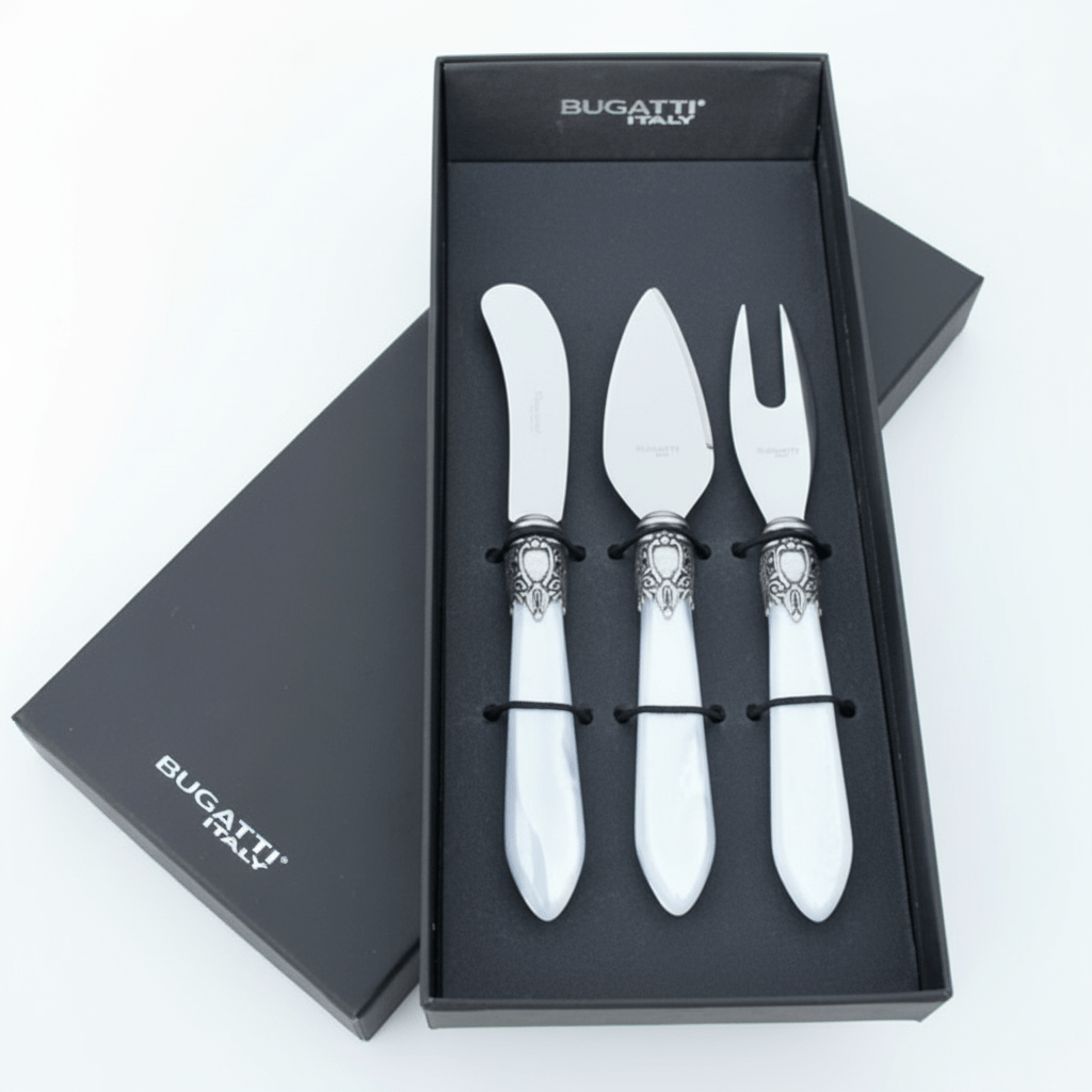 Oxford Antique 3 Piece Cheese Knife Set - White-Casa Bugatti USA