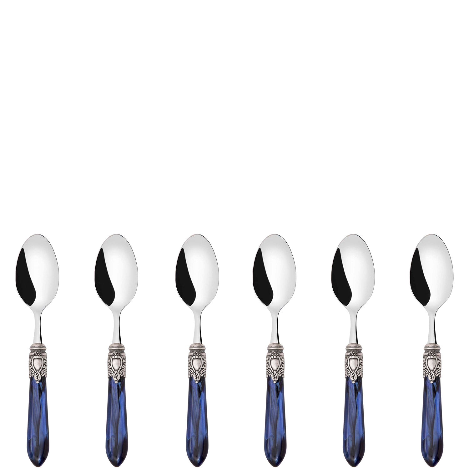 Oxford Antique 6 Piece Coffee Spoon Set - Royal Blue-Casa Bugatti USA