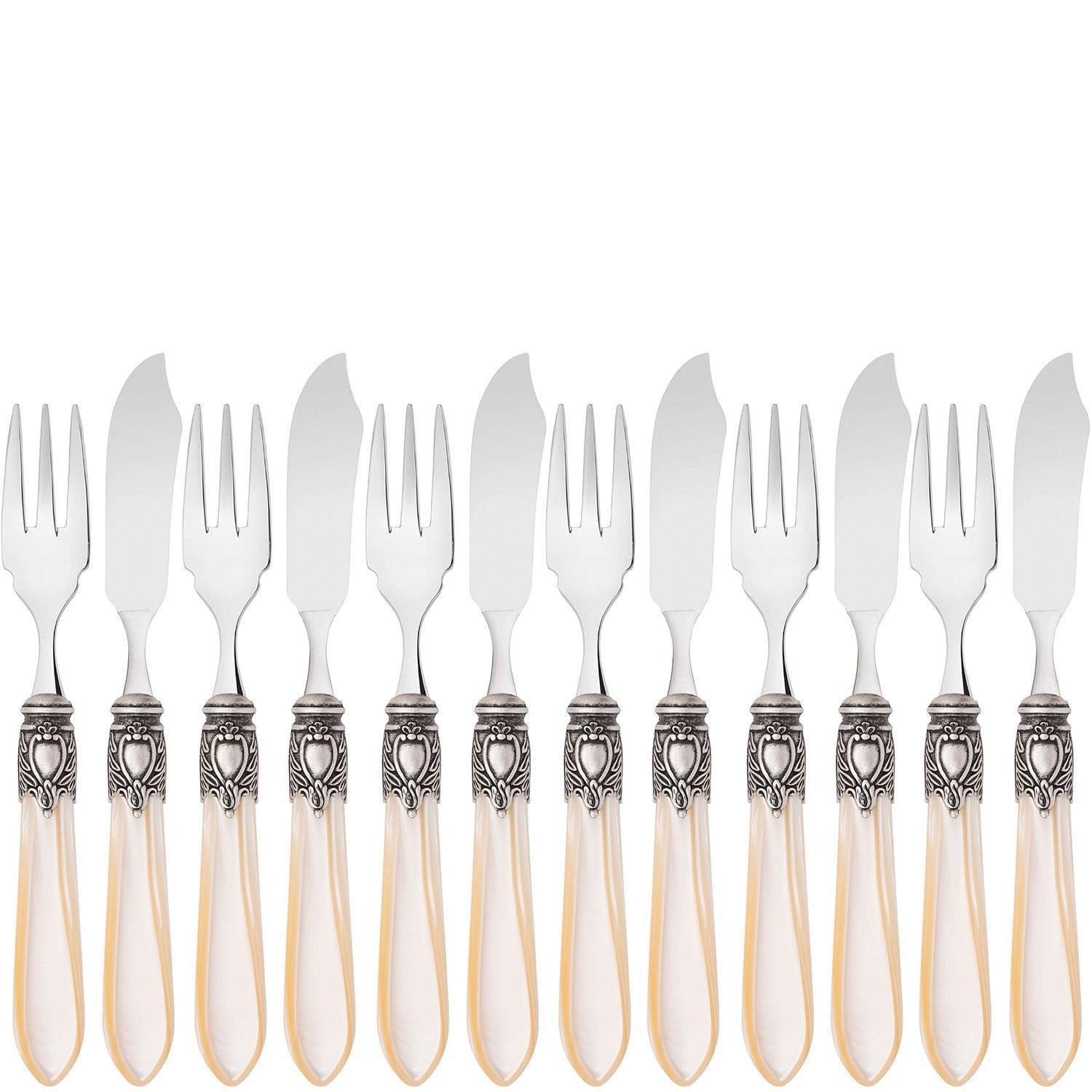 Oxford Antique 12 Piece Fish Set Ivory