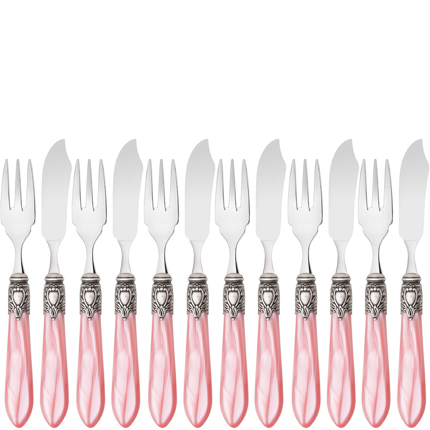 Oxford Antique 12 Piece Fish Set Pink