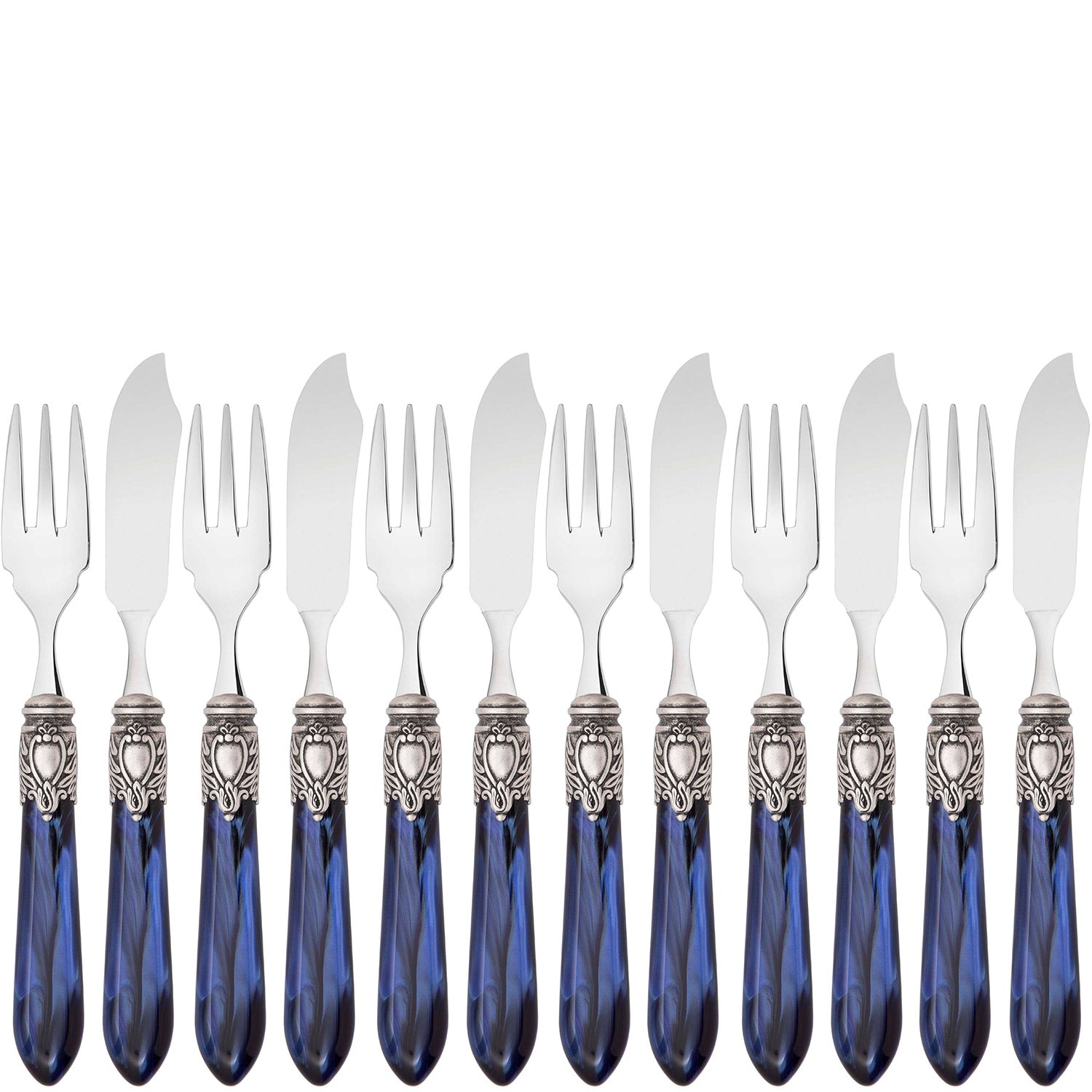 Oxford Antique 12 Piece Fish Set Royal Blue