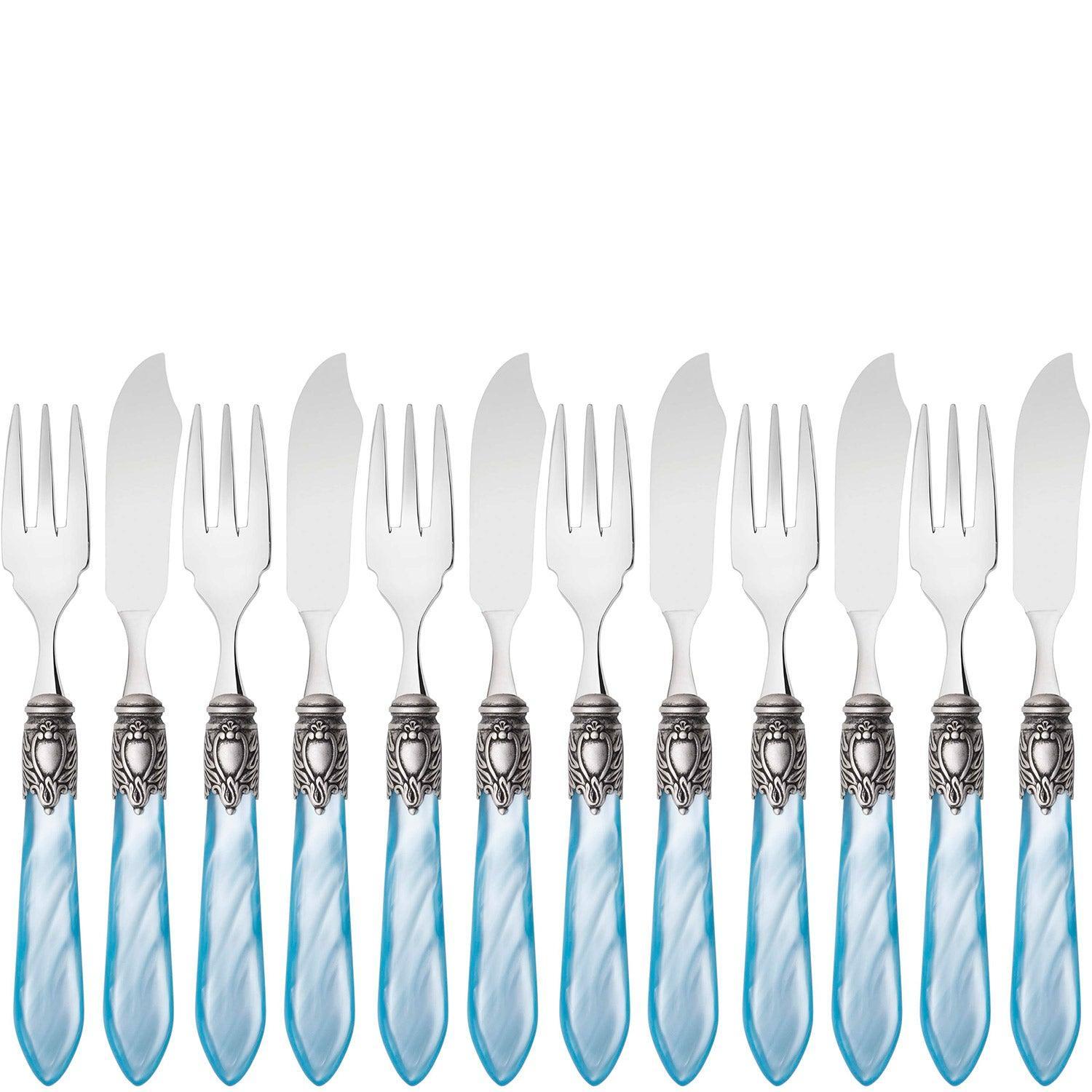 Oxford Antique 12 Piece Fish Set Sky Blue