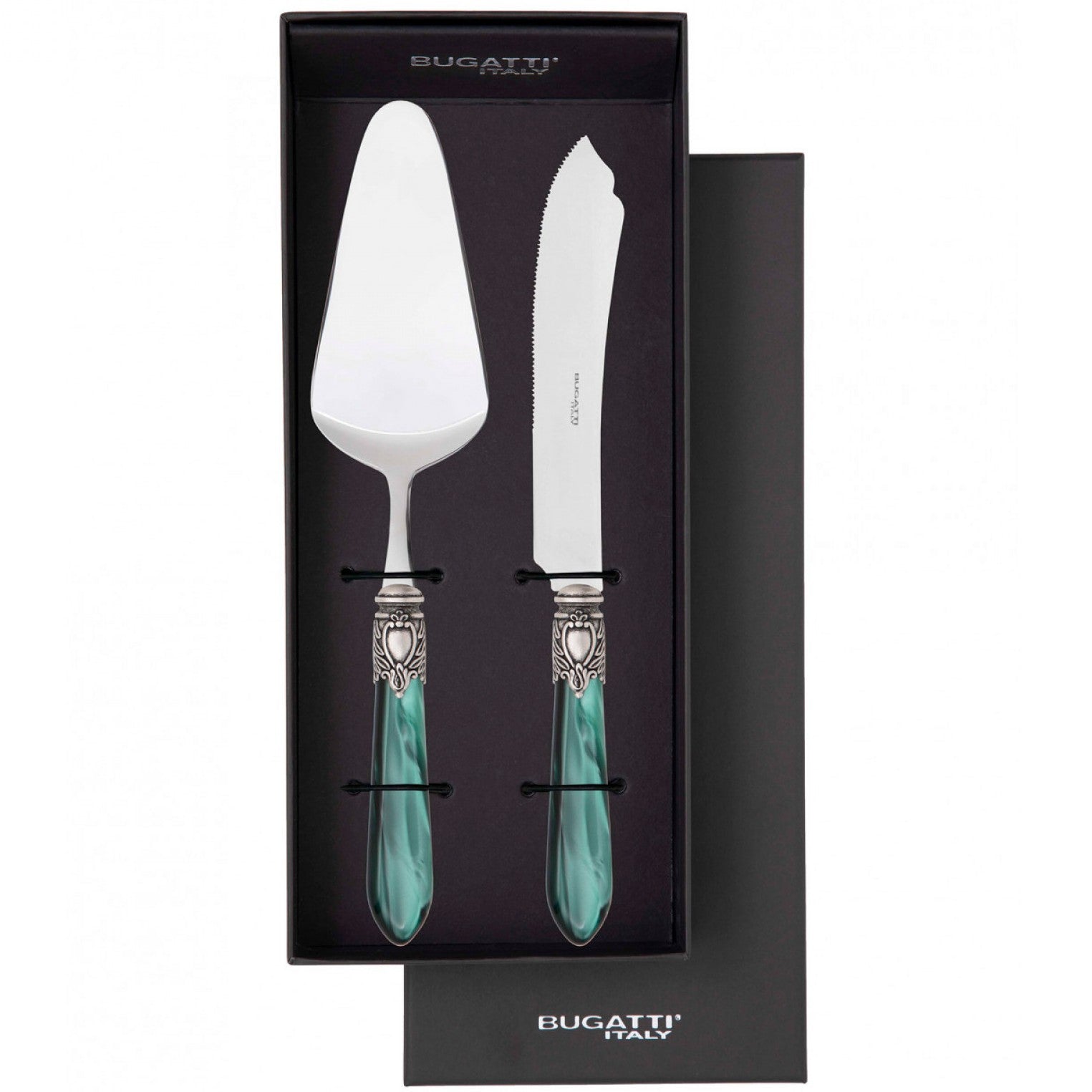 Oxford Antique 2 Piece Cake Serving Set- Emerald Green