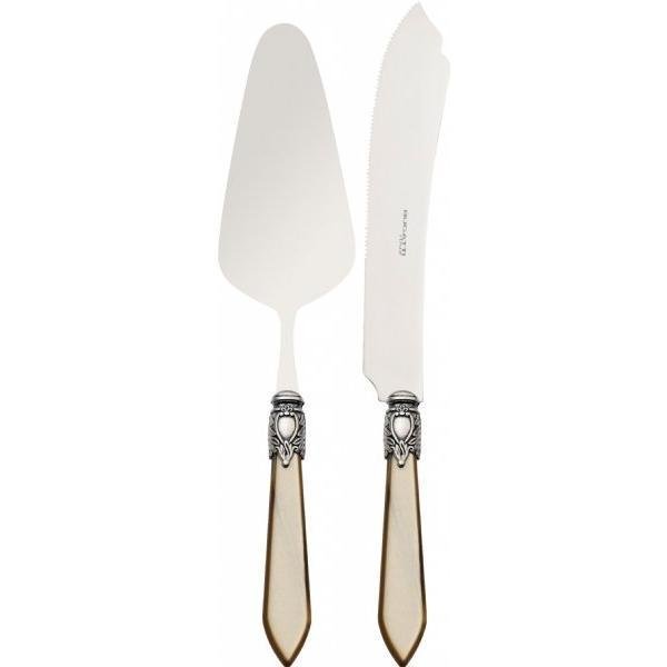 Oxford Antique 2 Piece Cake Set Taupe /Onyx-Casa Bugatti USA
