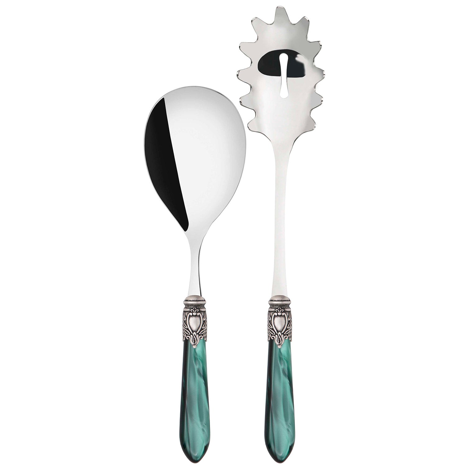 Oxford Antique 2 Piece Pasta Serving Set Green