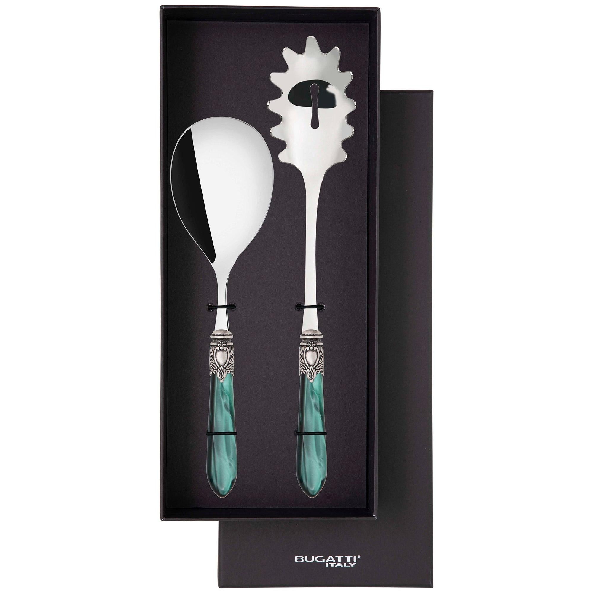 Oxford Antique 2 Piece Pasta Serving Set Green