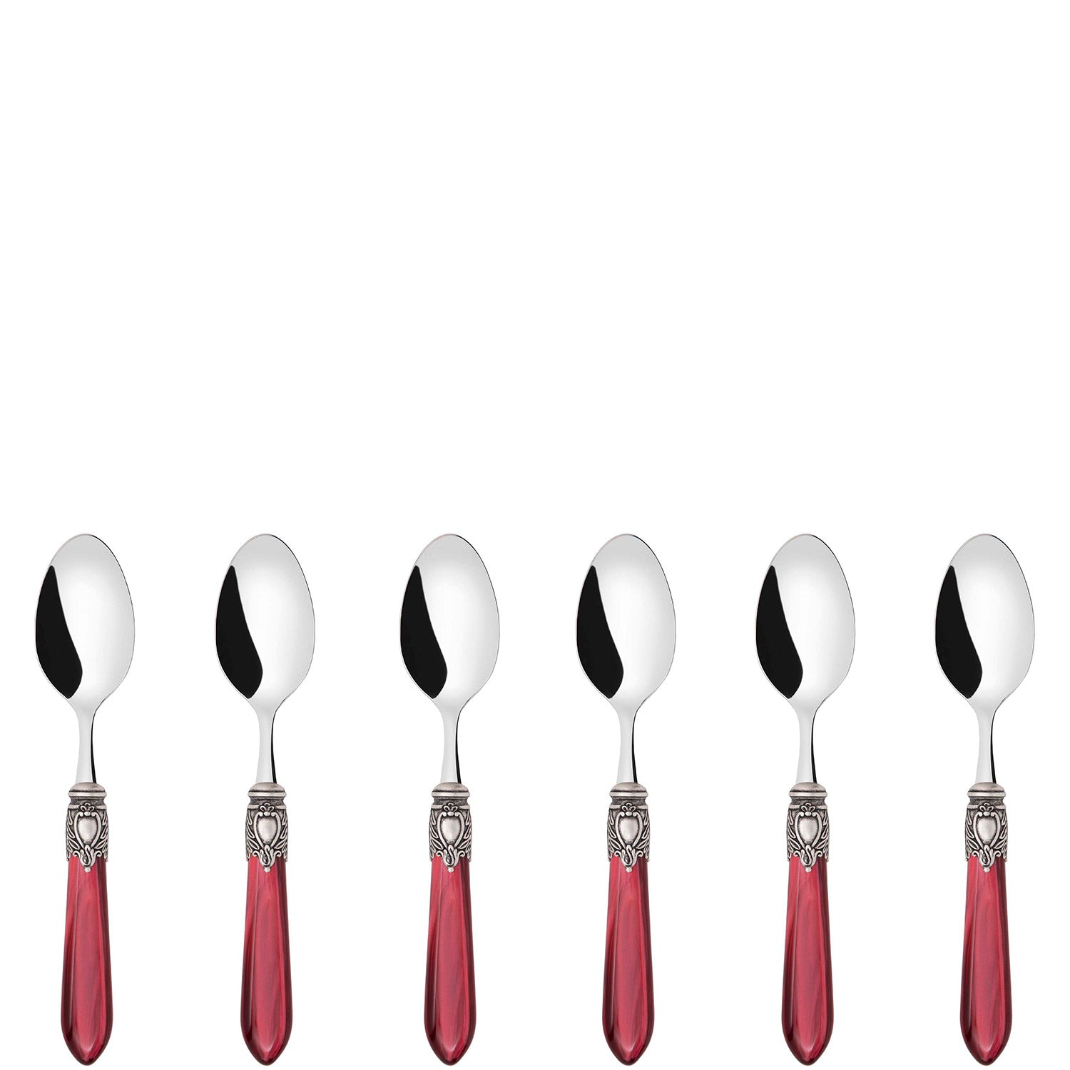 Oxford Antique 6 Piece Coffee Spoon Set - Burgundy-Casa Bugatti USA