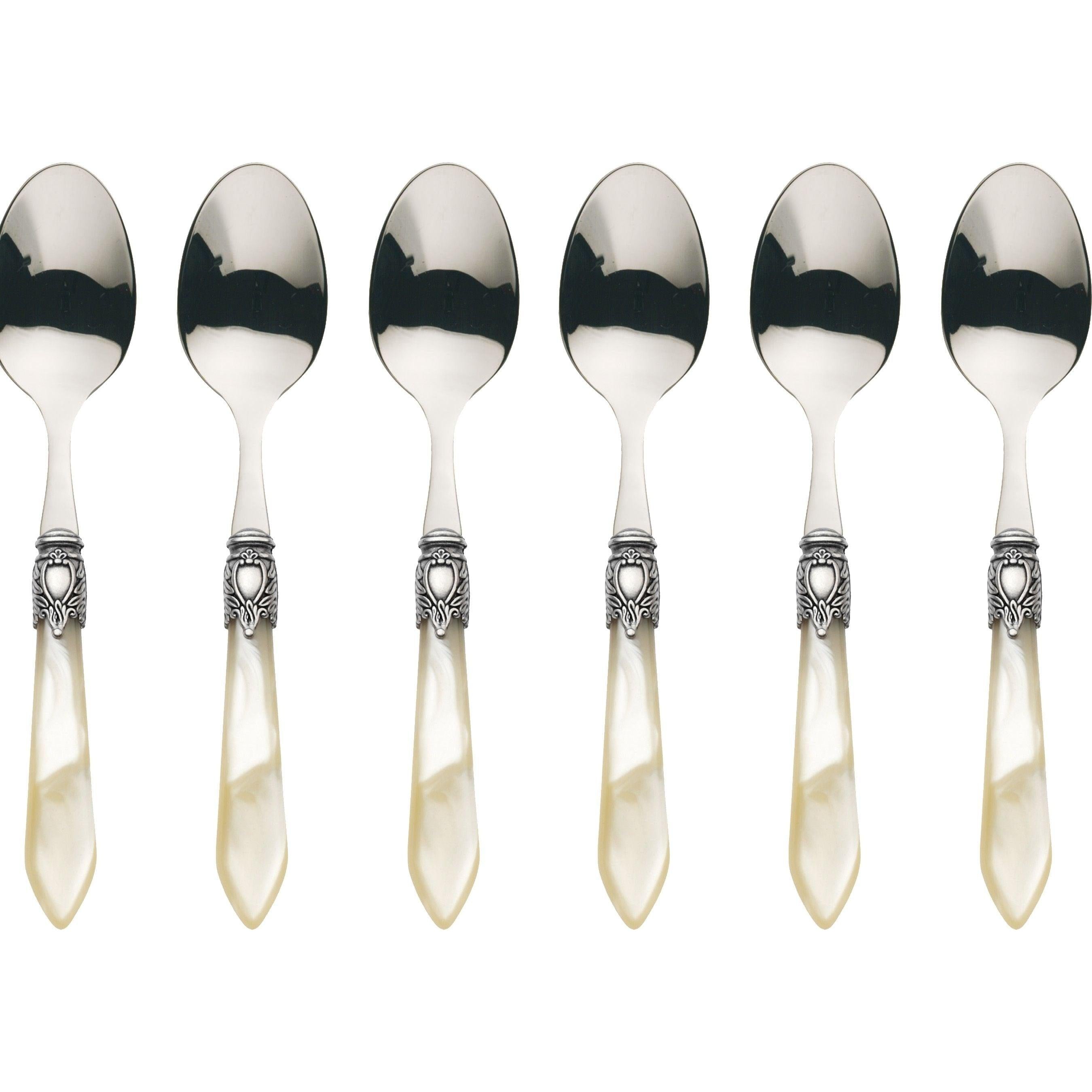 Oxford Antique 6 Piece Coffee Spoon Set Ivory-Casa Bugatti USA