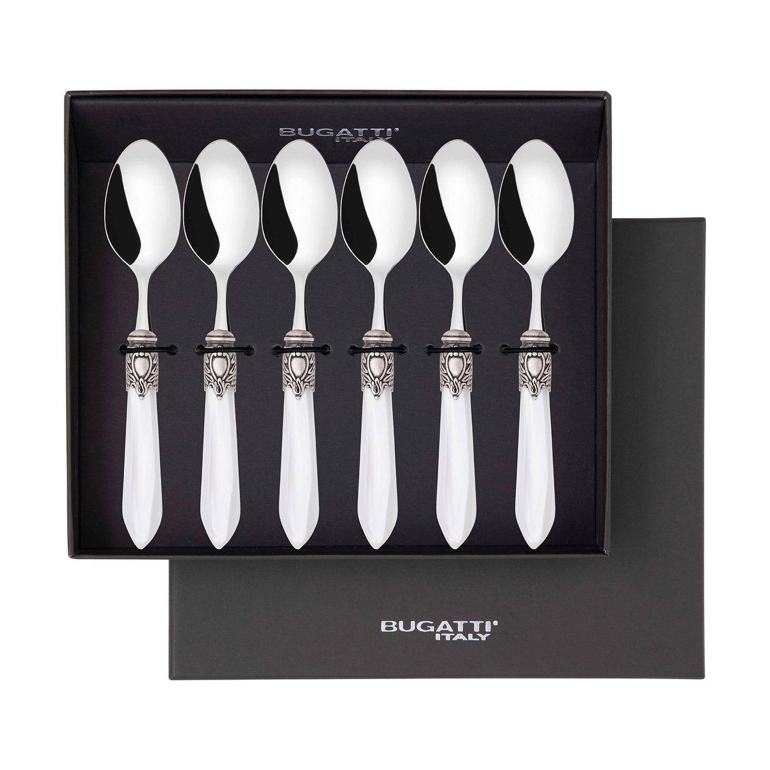 Oxford Antique 6 Piece Coffee Spoon Set White