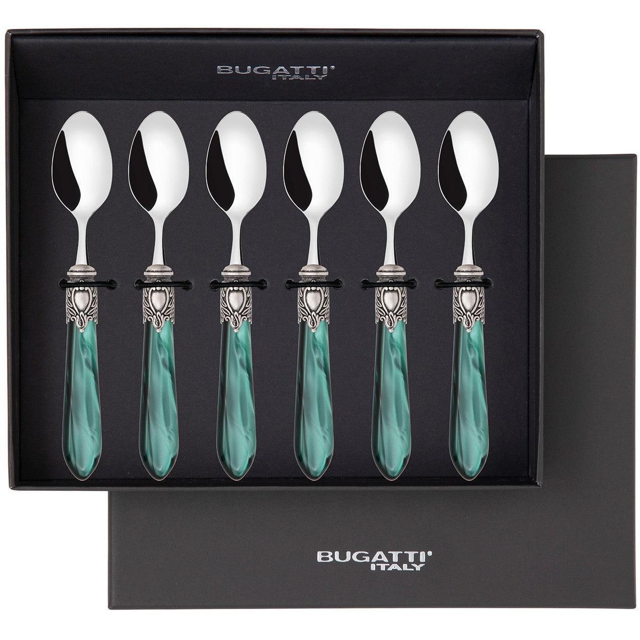 Oxford Antique 6 Piece Moka Spoon Set Emerald Green