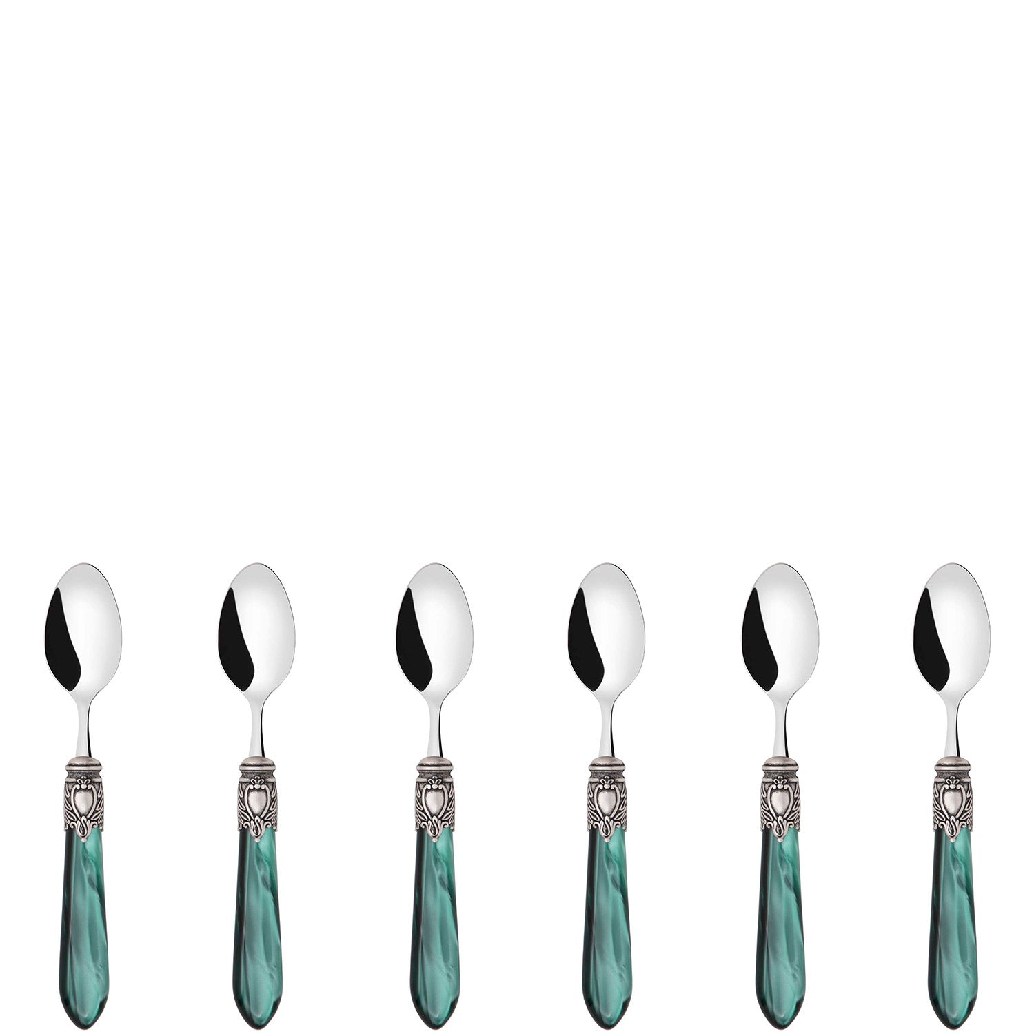 Oxford Antique 6 Piece Moka Spoon Set Emerald Green