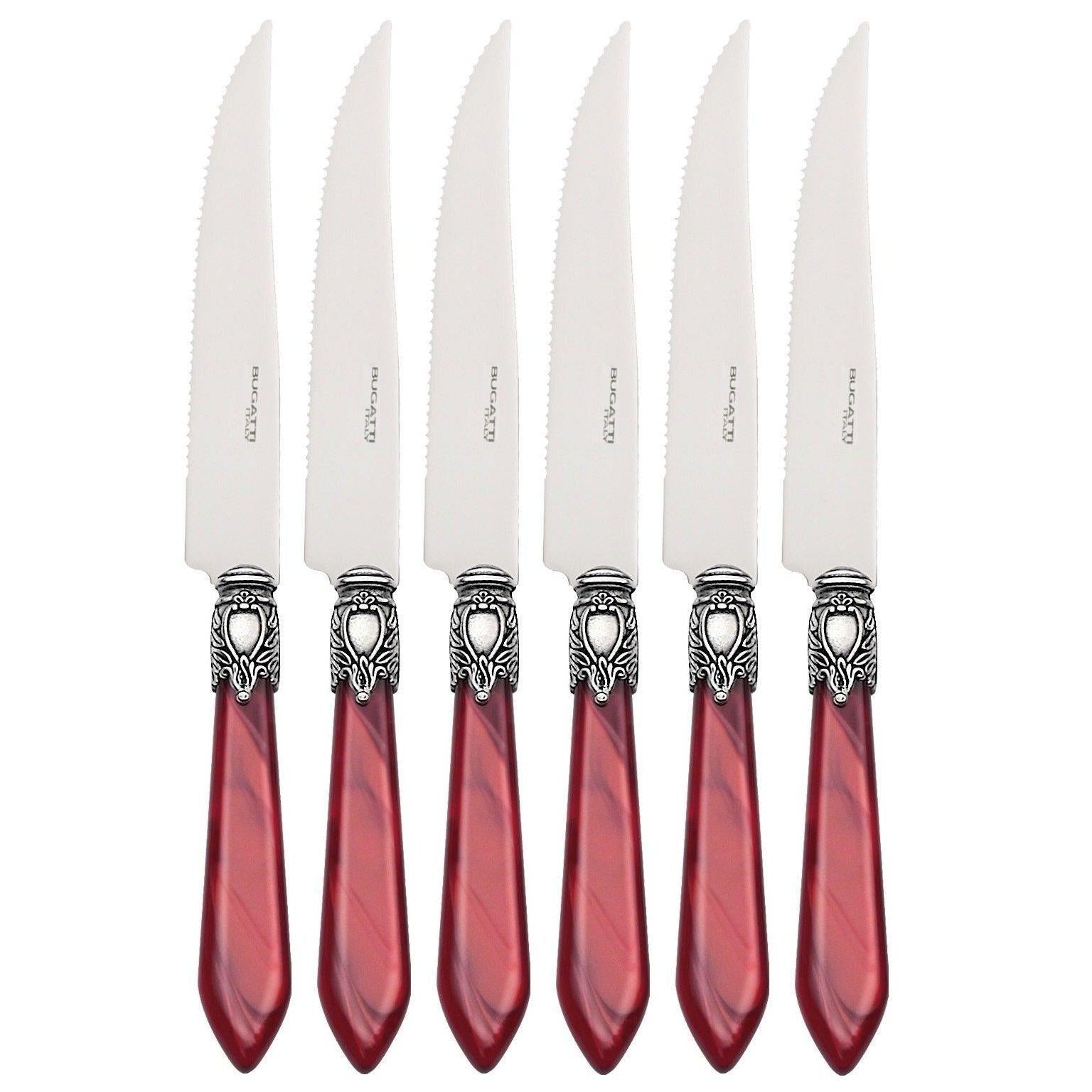 Oxford Antique 6 Piece Steak knife Set - BURGUNDY-Casa Bugatti USA