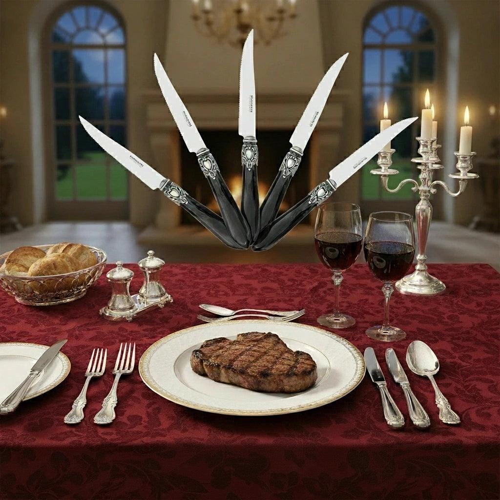 Oxford Antique 6 Piece Steak knife Set - CHARCOAL