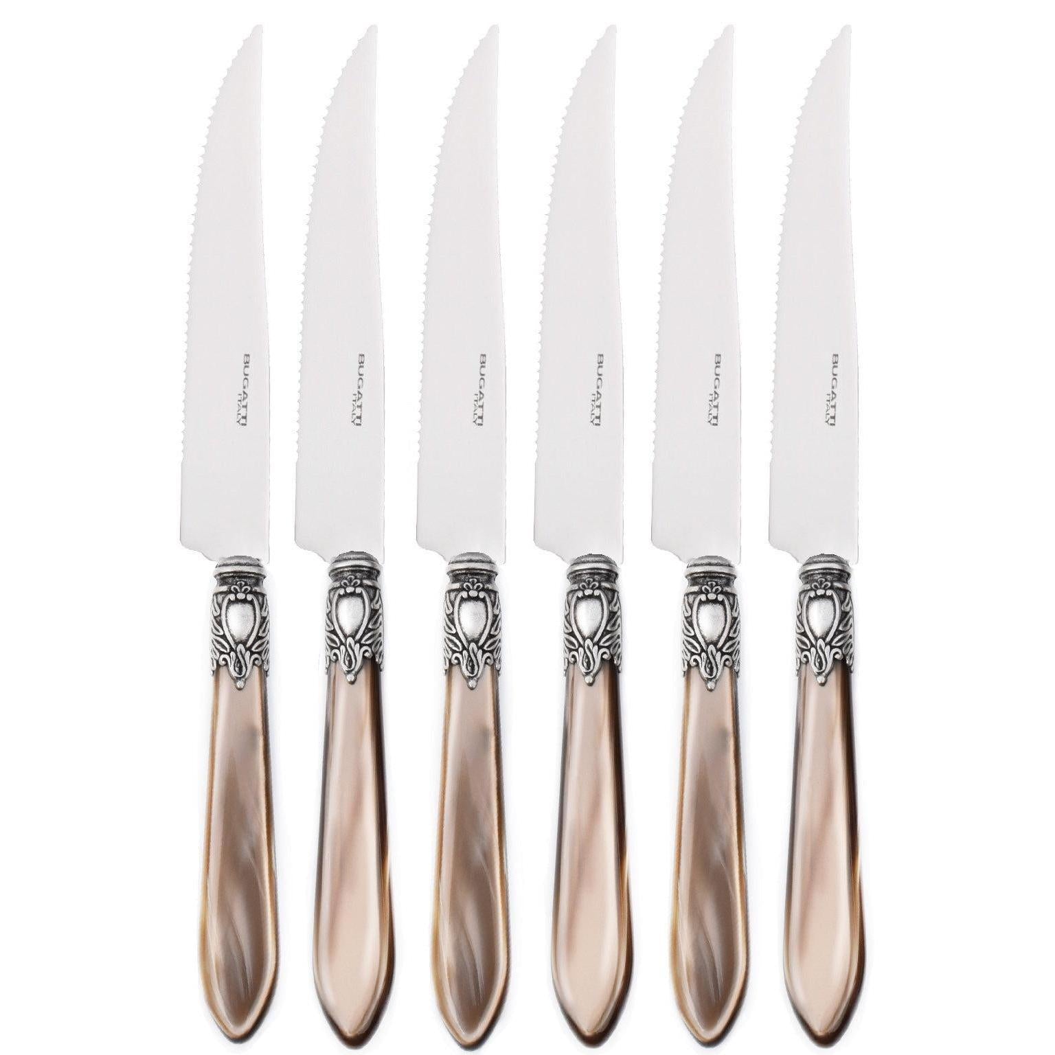 Oxford Antique 6 piece Steak knife set - TAUPE
