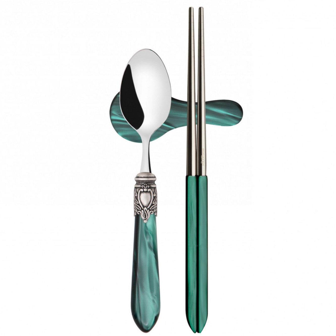 Oxford Antique Chopsticks Set for 2 - Emerald Green