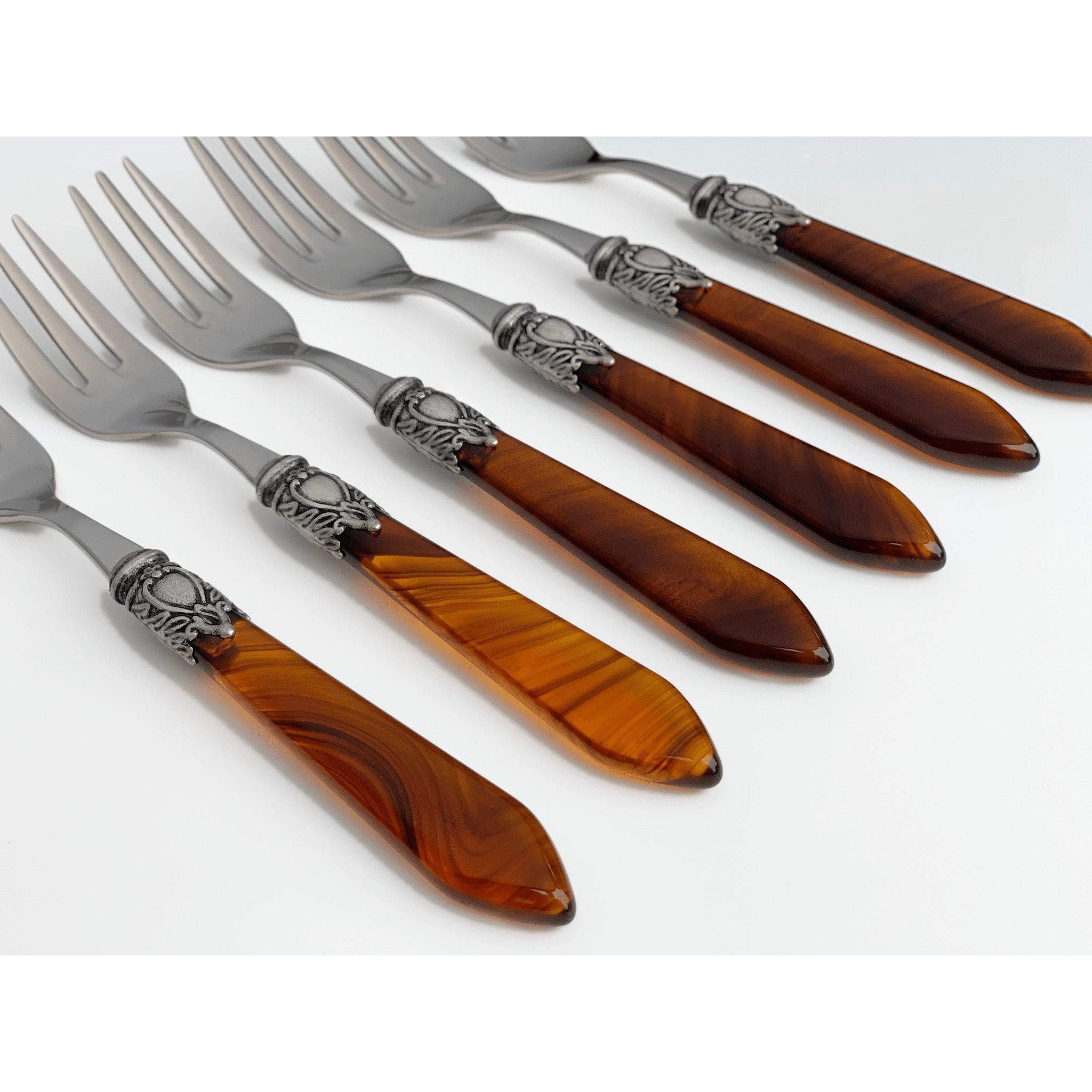 Oxford Antique 6 Piece Cocktail Fork Set Tortoise Shell-Casa Bugatti USA