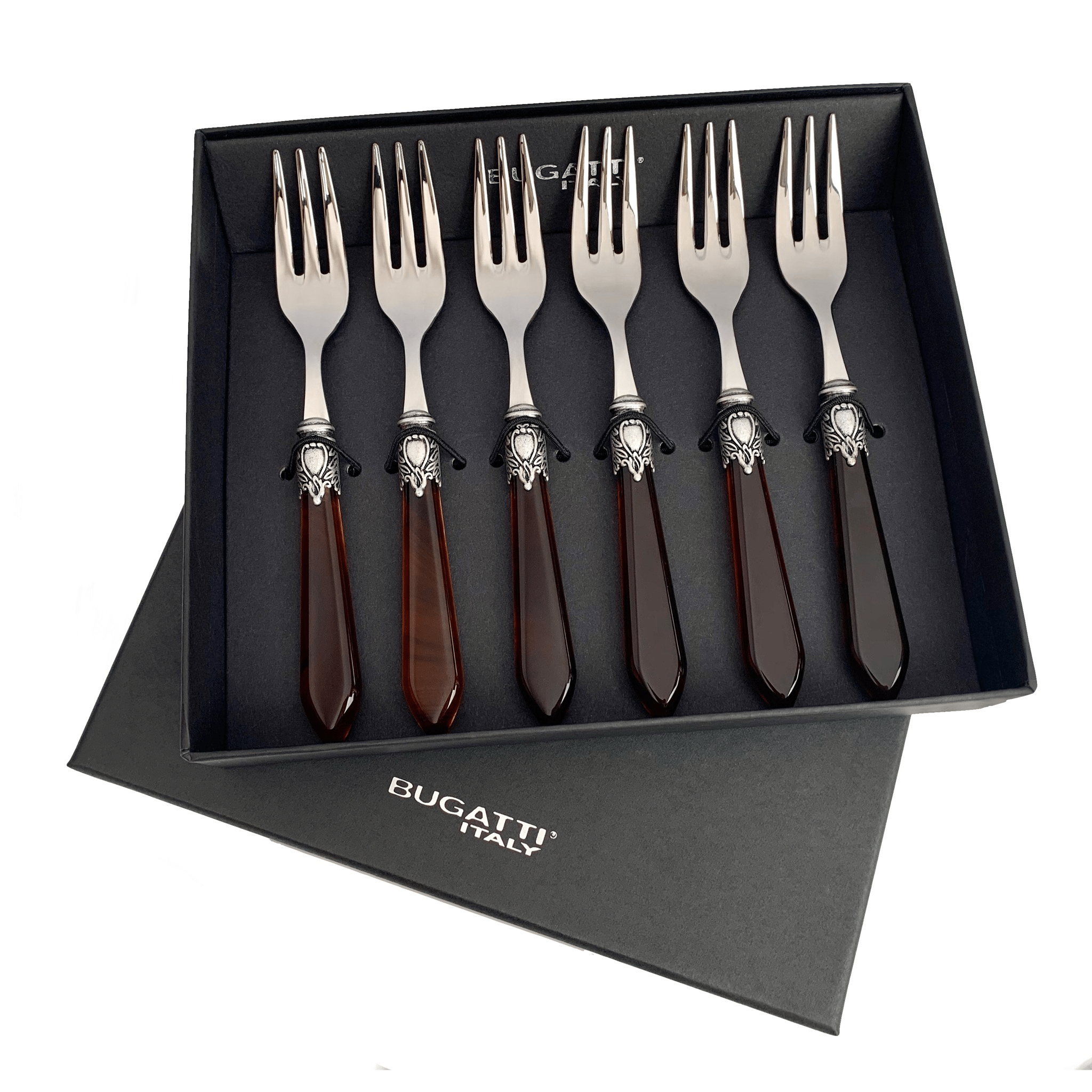 Oxford Antique 6 Piece Cocktail Fork Set Tortoise Shell-Casa Bugatti USA