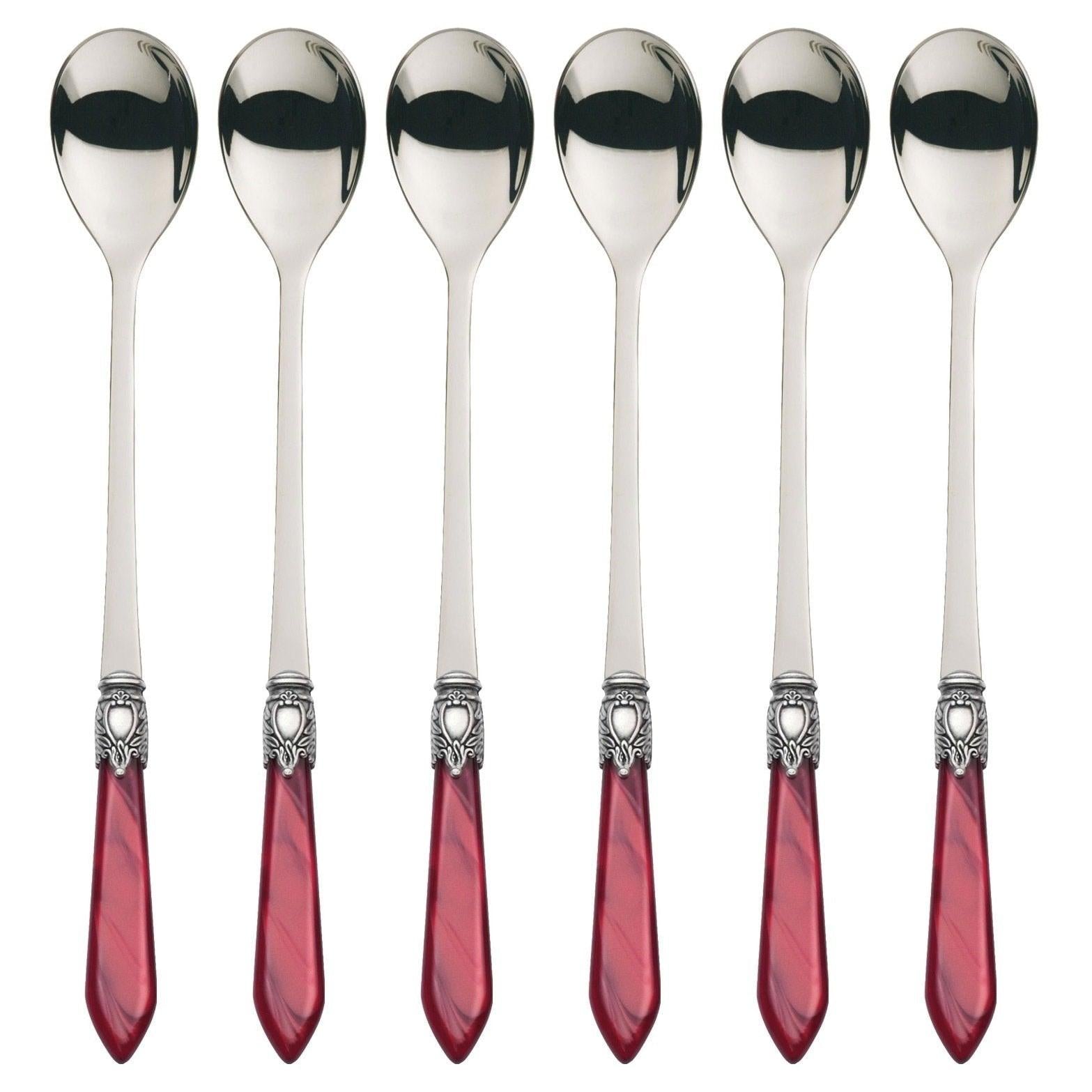 Oxford Antique 6 Piece Cocktail / Latte Spoons Burgundy-Casa Bugatti USA