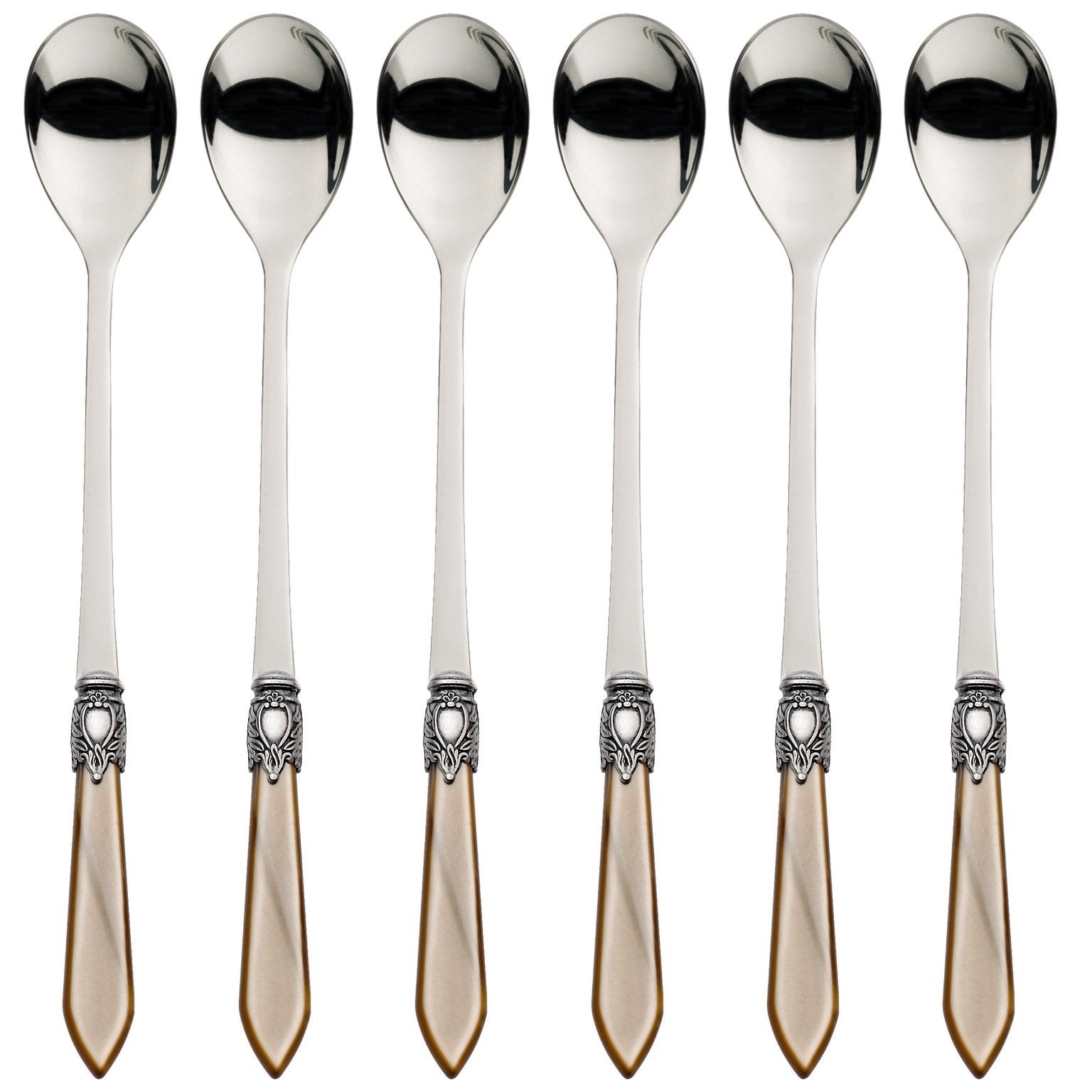 Oxford Antique 6 Piece Cocktail / Latte Spoons Taupe /Onyx-Casa Bugatti USA