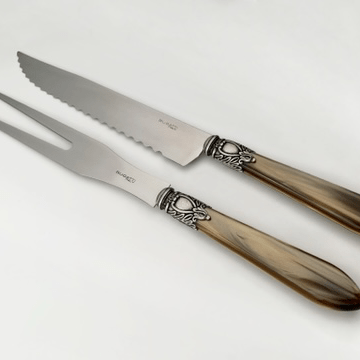 Oxford Antique 2 Piece Carving Set Taupe /Onyx-Casa Bugatti USA