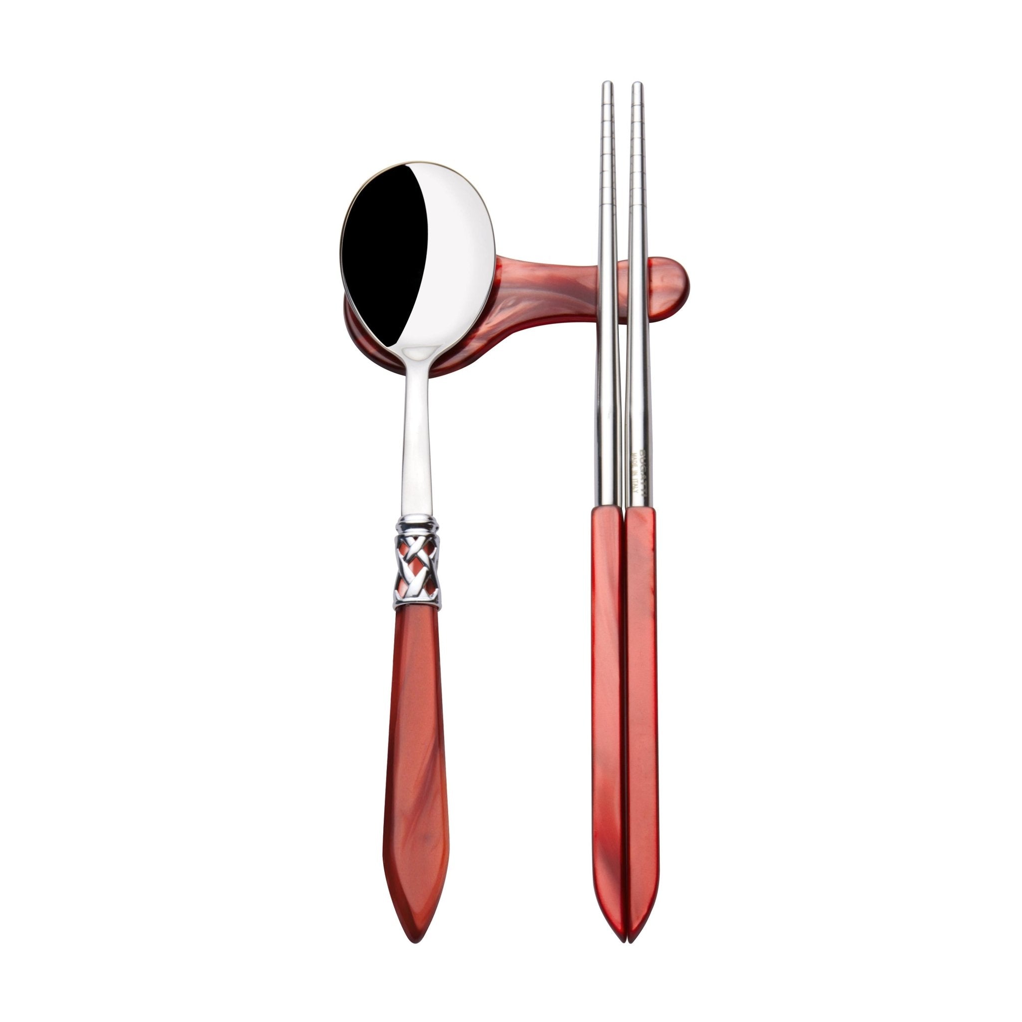 Set OF 2 Chopsticks Red Acrylic / stainless steel-Casa Bugatti USA