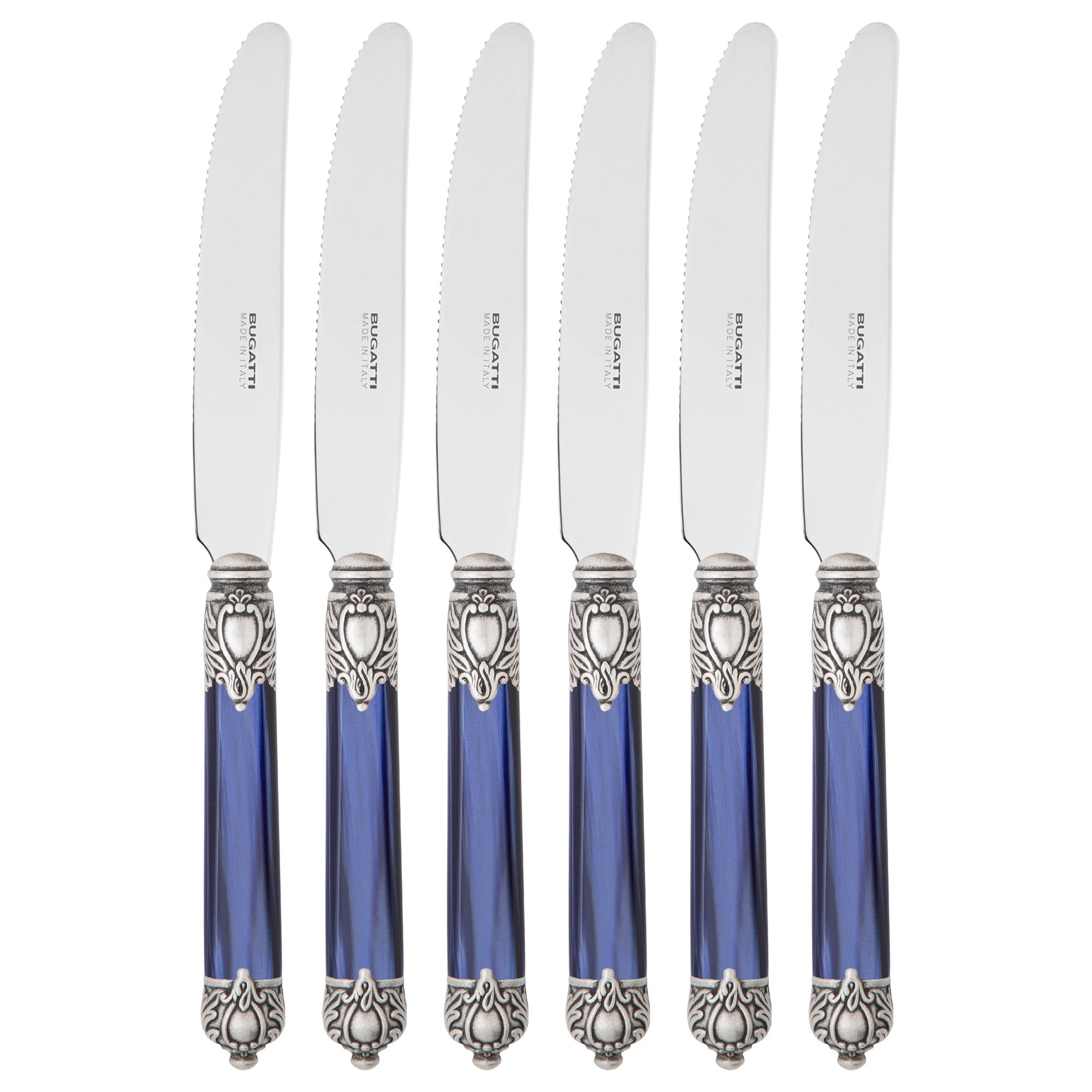 Rinascimento Antique Silver Fruit Knife Set 17,5 cm (6.89 Inch), Royal Blue — Casa Bugatti