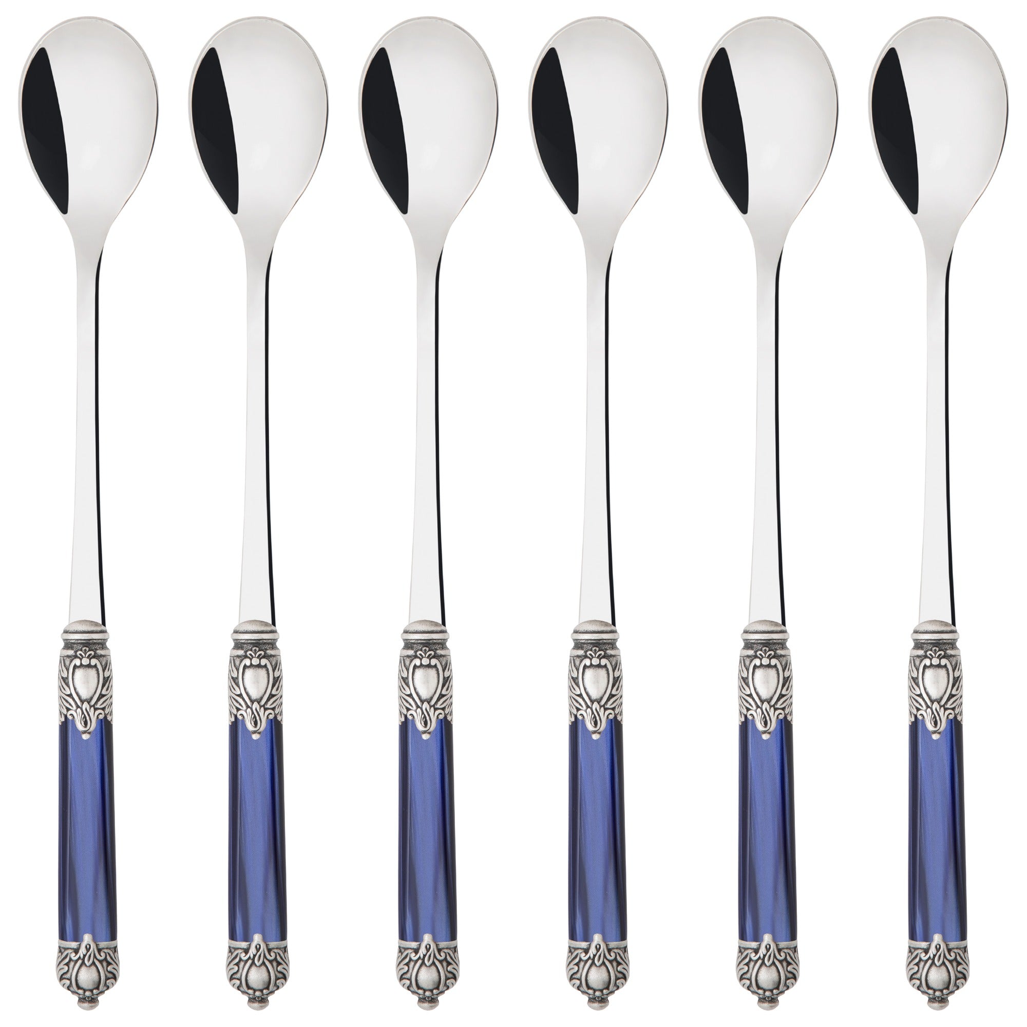 Rinascimento Antique Silver Ice Tea Spoon Set, Royal Blue — Casa Bugatti