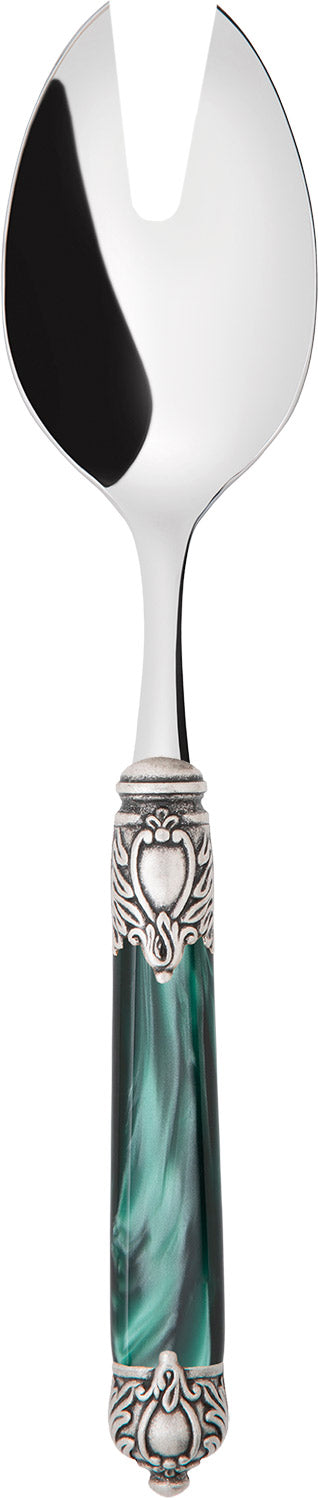 Rinascimento Antique Silver Salad Serving Fork - Emerald Green-Casa Bugatti USA