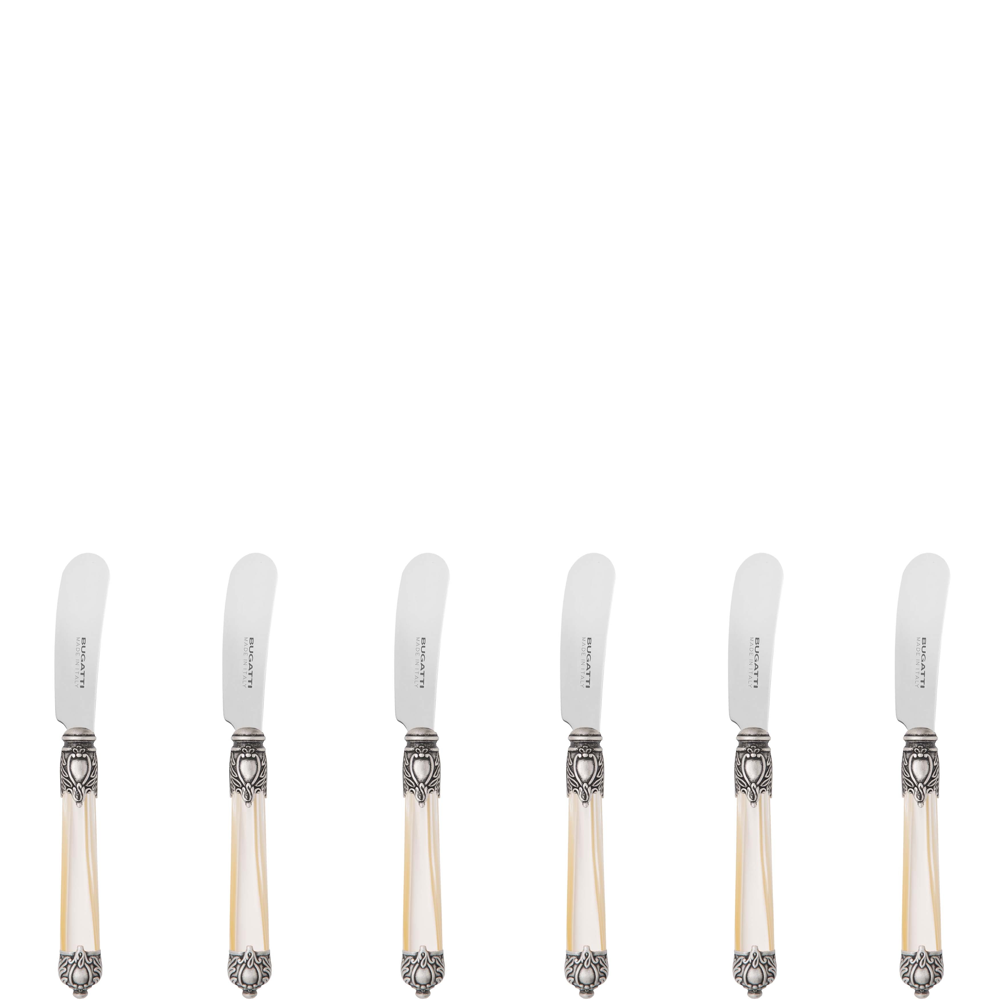 Rinascimento Antique Silver Butter Knife Set, Ivory — Casa Bugatti