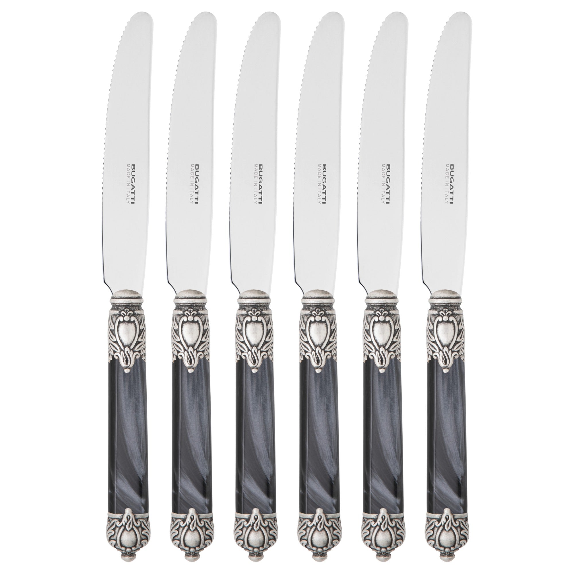 Rinascimento Antique Silver Fruit Knife Set 17,5 cm (6.89 Inch) - Charcoal-Casa Bugatti USA