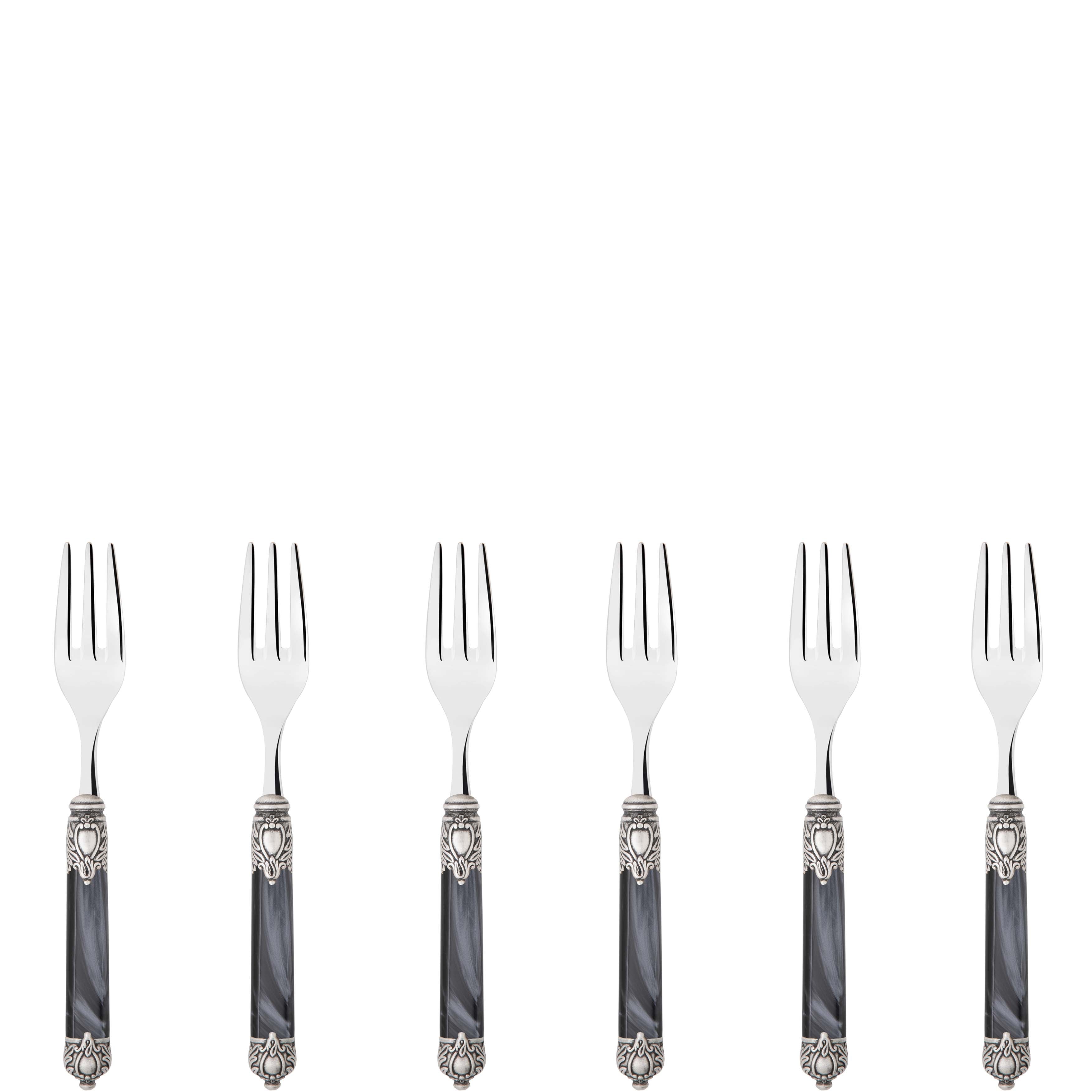 Rinascimento Antique Cocktail / Cake Forks Set in Gift Box - Charcoal