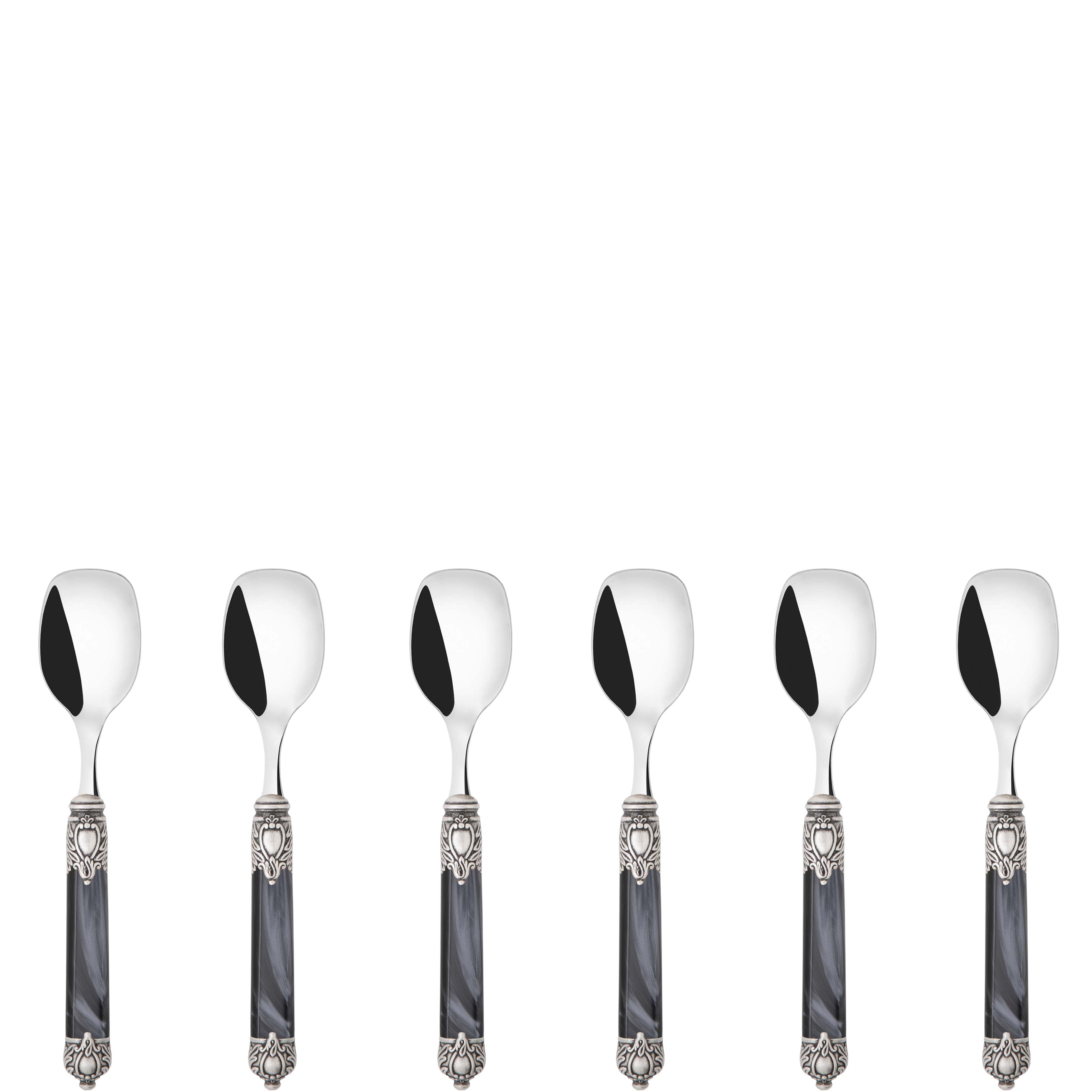 Rinascimento Antique Silver Ice Cream Spoon Set - Charcoal-Casa Bugatti USA