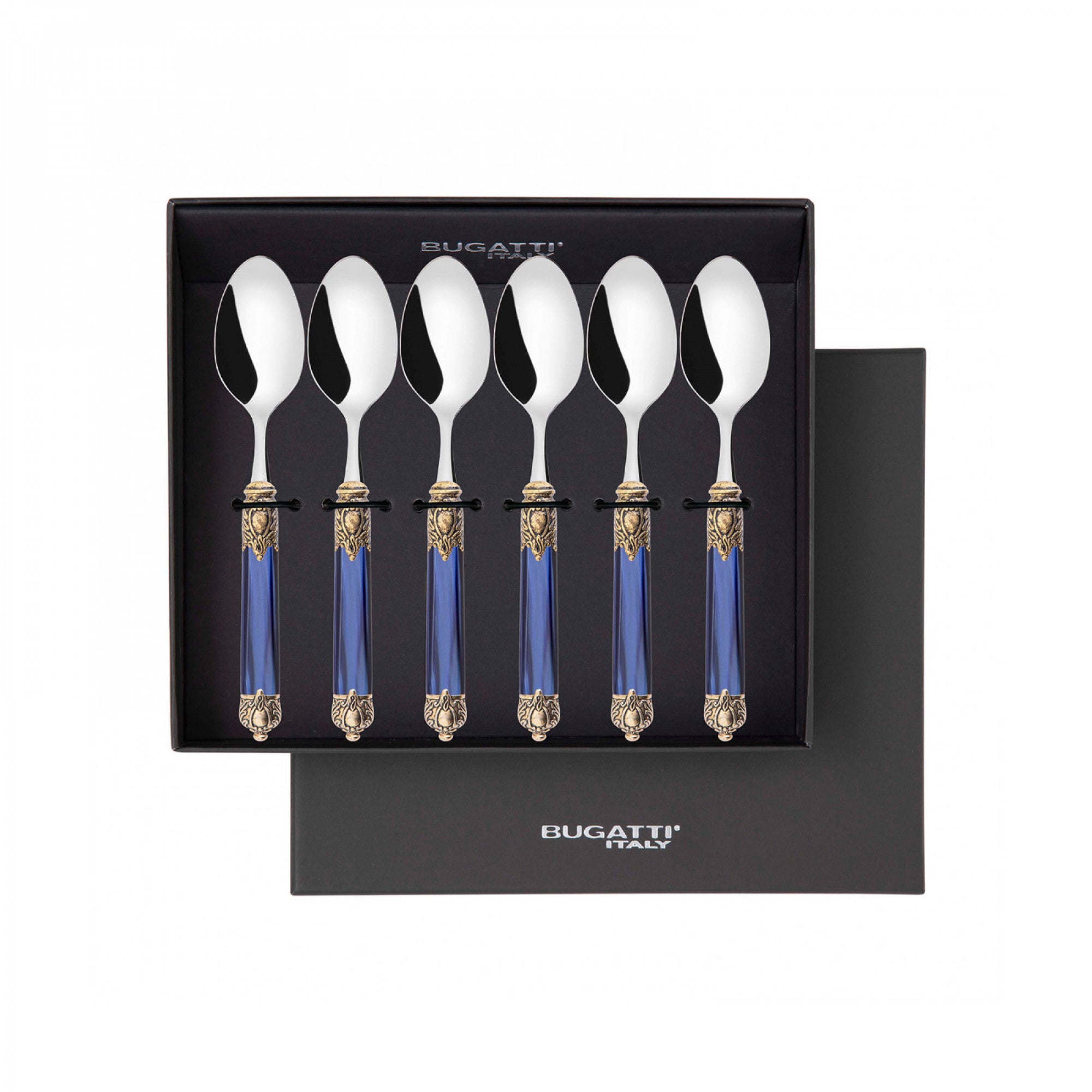 Rinascimento Gold ring Coffee Spoon Set in Gift Box - Royal Blue