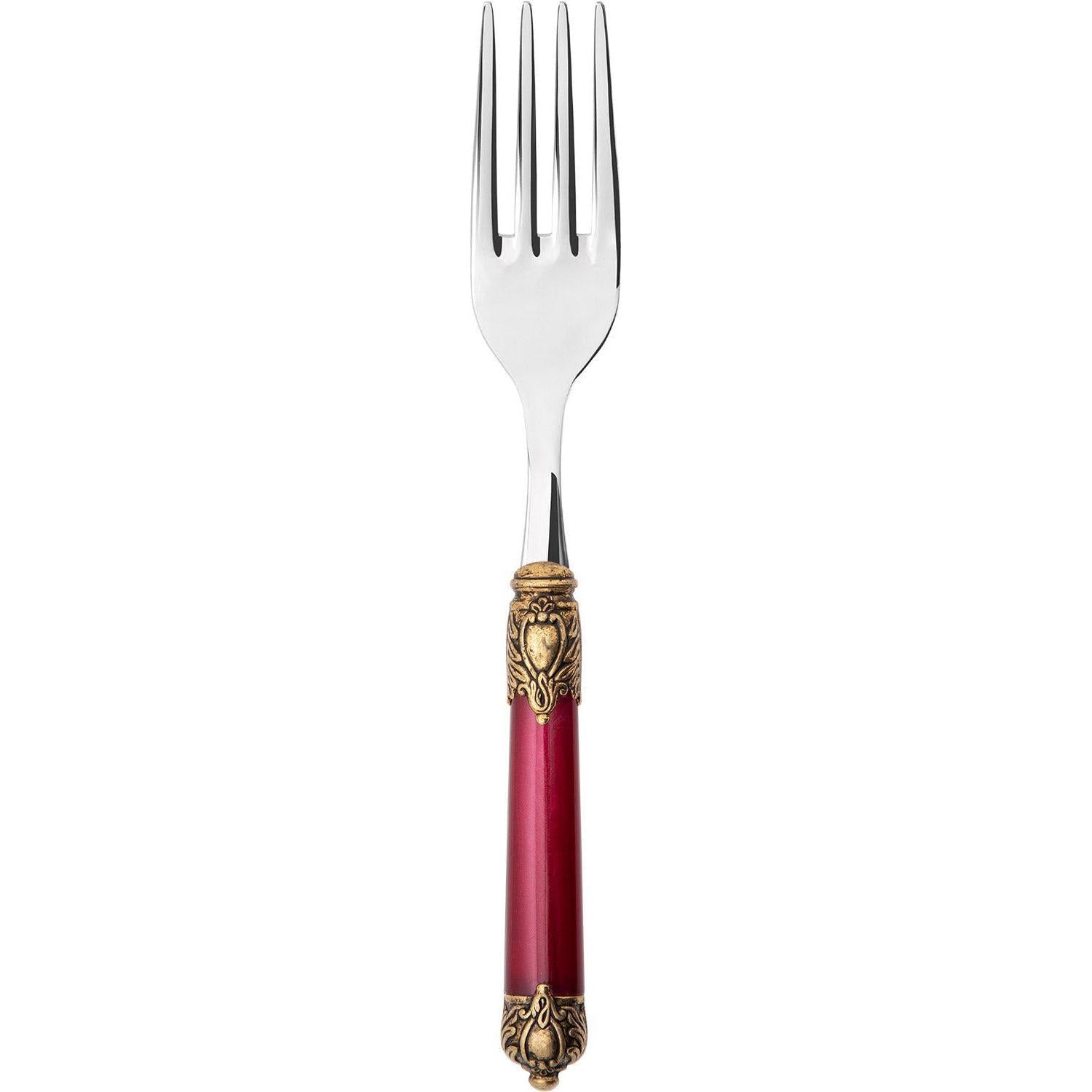 Rinascimento Antique Gold Serving Fork - Burgundy-Casa Bugatti USA