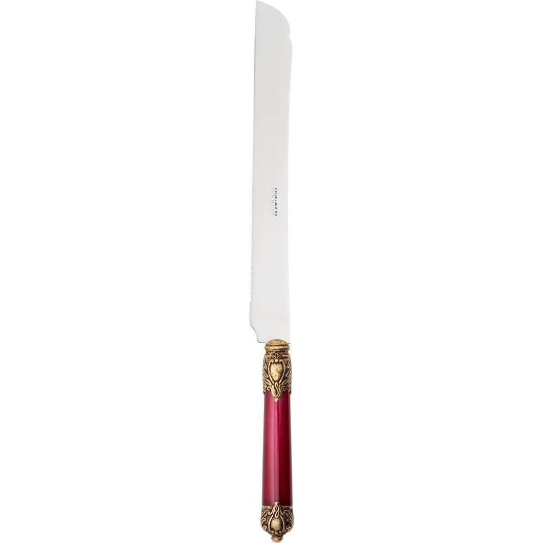 Rinascimento Gold ring Cake Knife 32 cm (12.60 Inch) - Burgundy