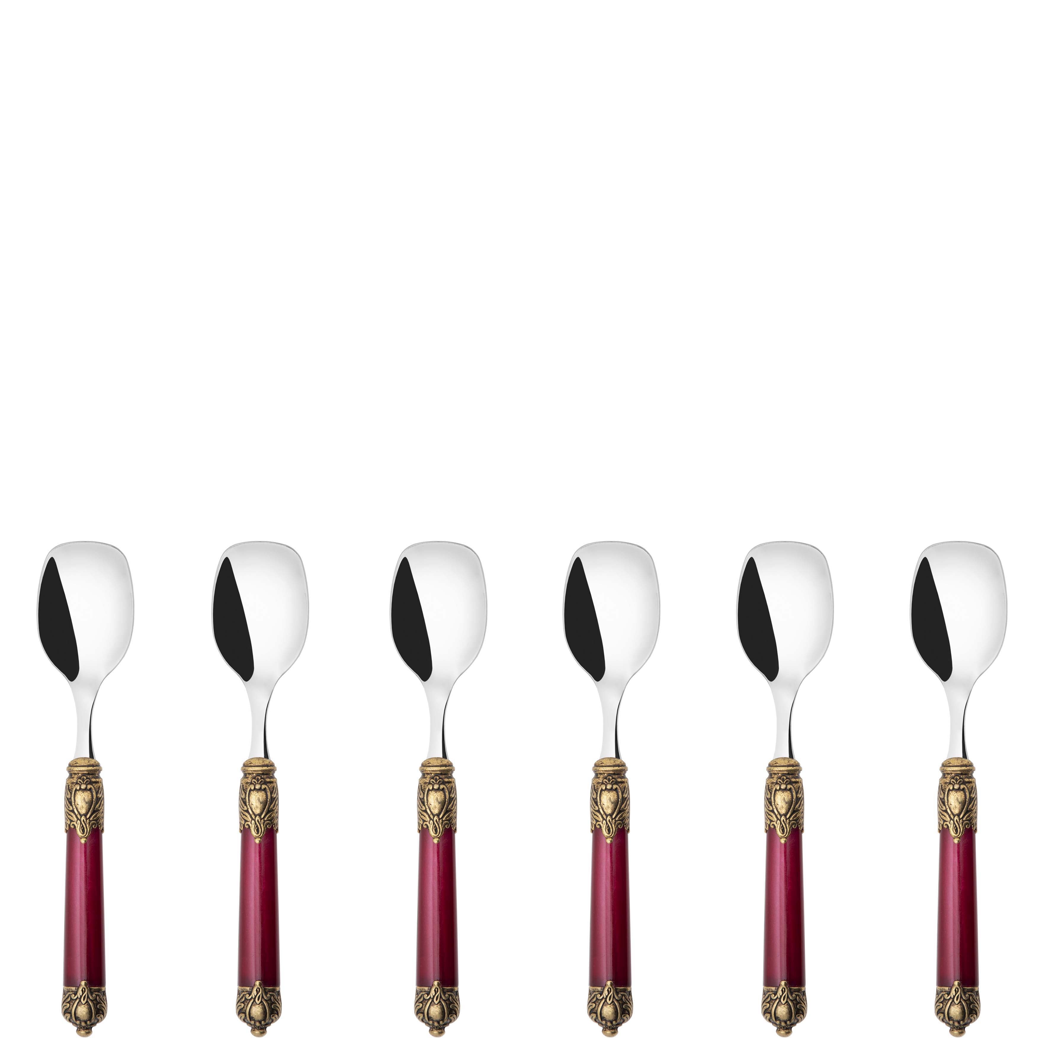 Rinascimento Antique Gold Ice Cream Spoon Set - Burgundy-Casa Bugatti USA