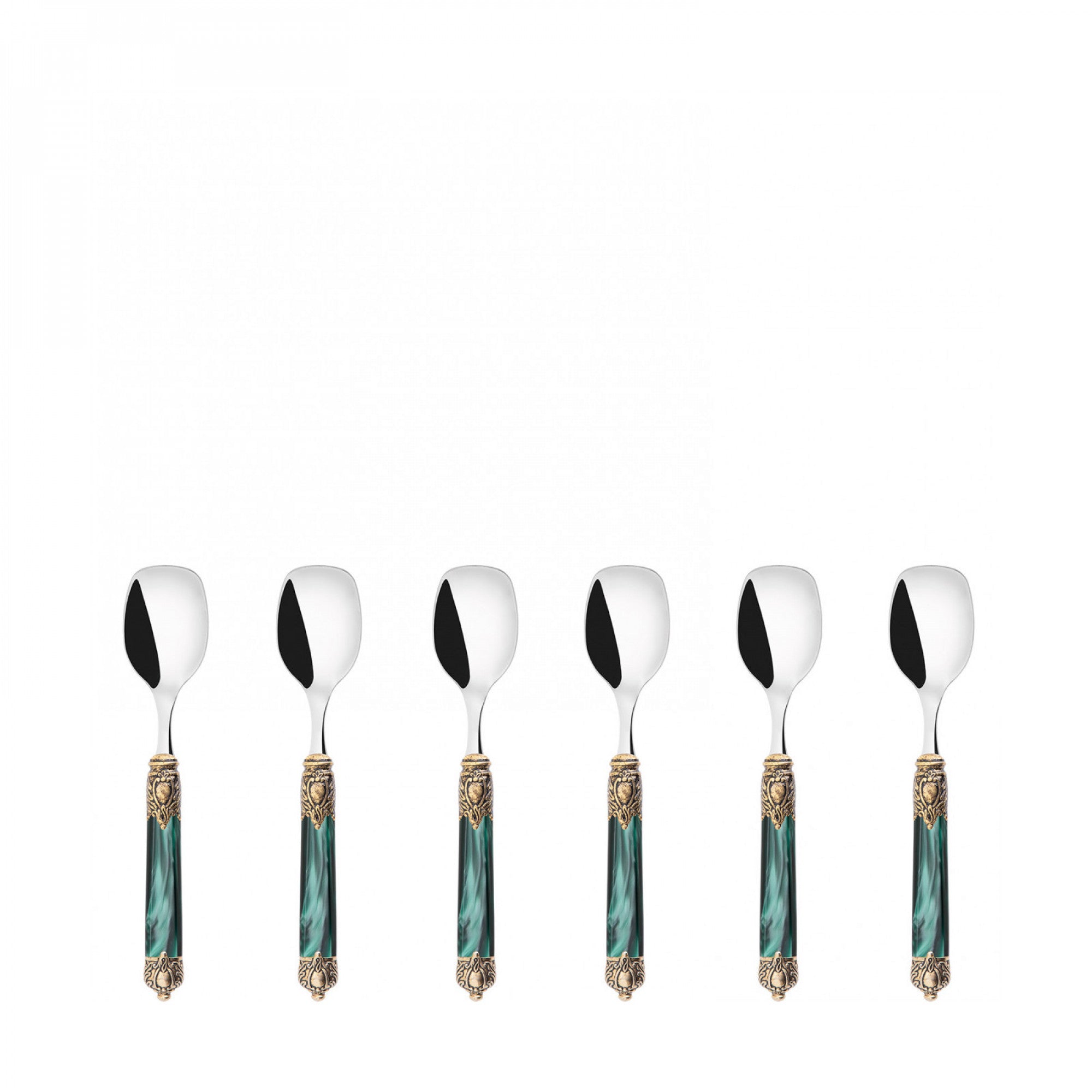 Rinascimento Gold ring Ice Cream Spoon Set - Emerald Green