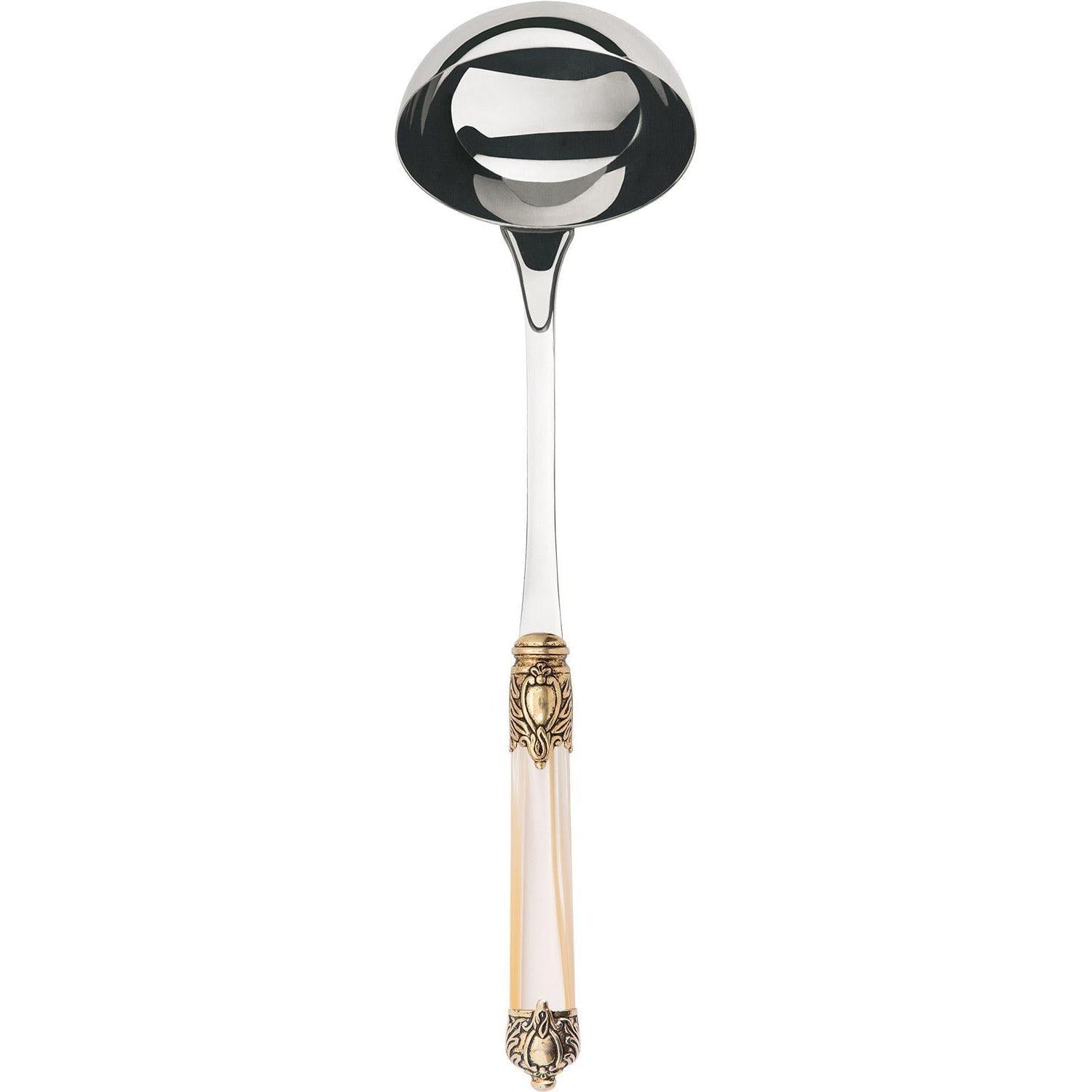 Rinascimento Gold ring Soup Ladle - Ivory