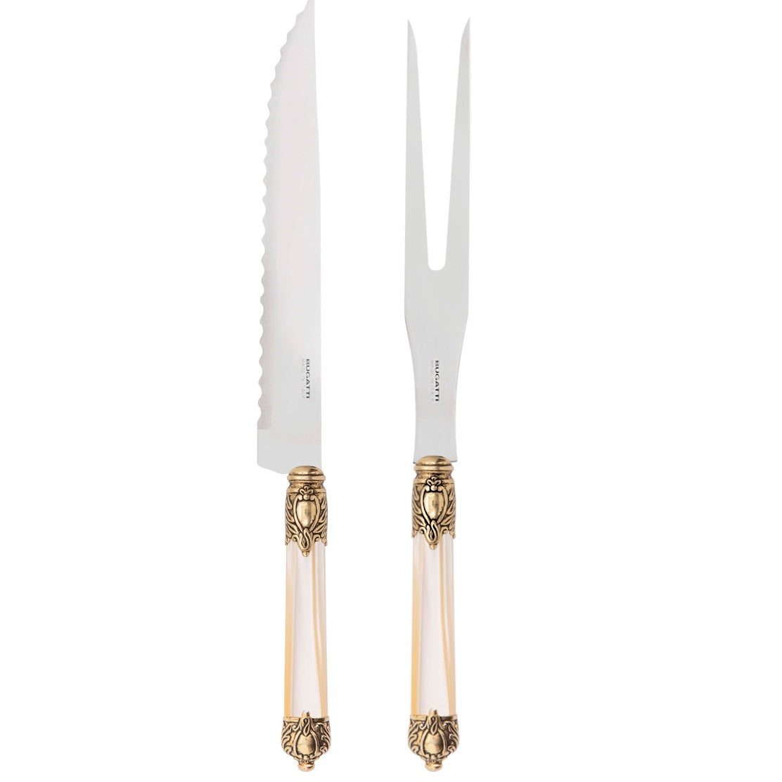 Rinascimento Antique Gold Roast Carving Set - Ivory-Casa Bugatti USA