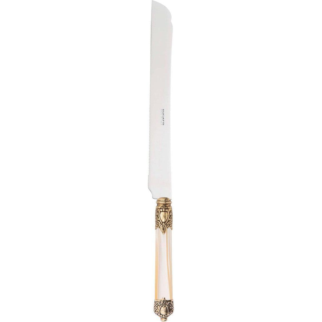 Rinascimento Antique Gold Cake Knife 32 cm (12.60 Inch) - Ivory-Casa Bugatti USA
