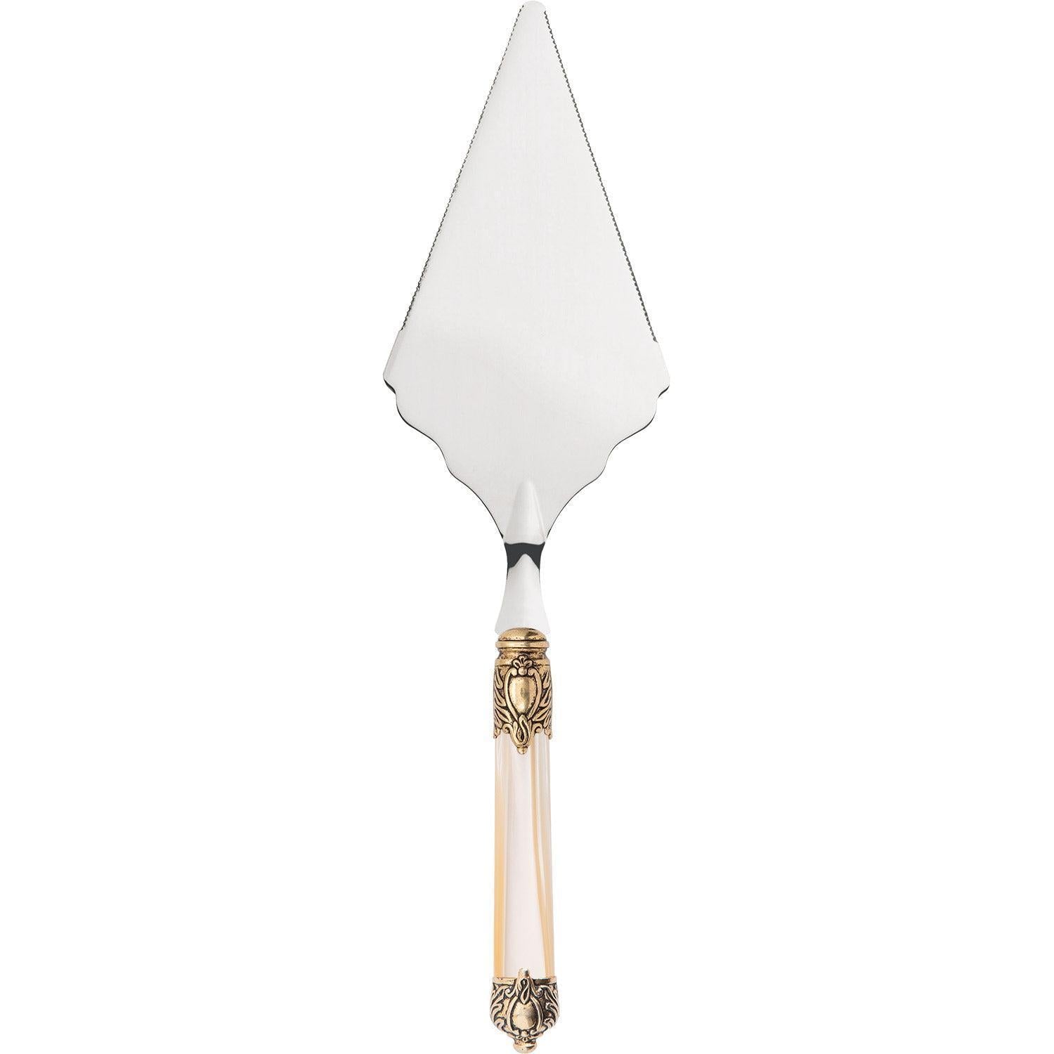 Rinascimento Gold ring Big Cake Server Serrated - Ivory
