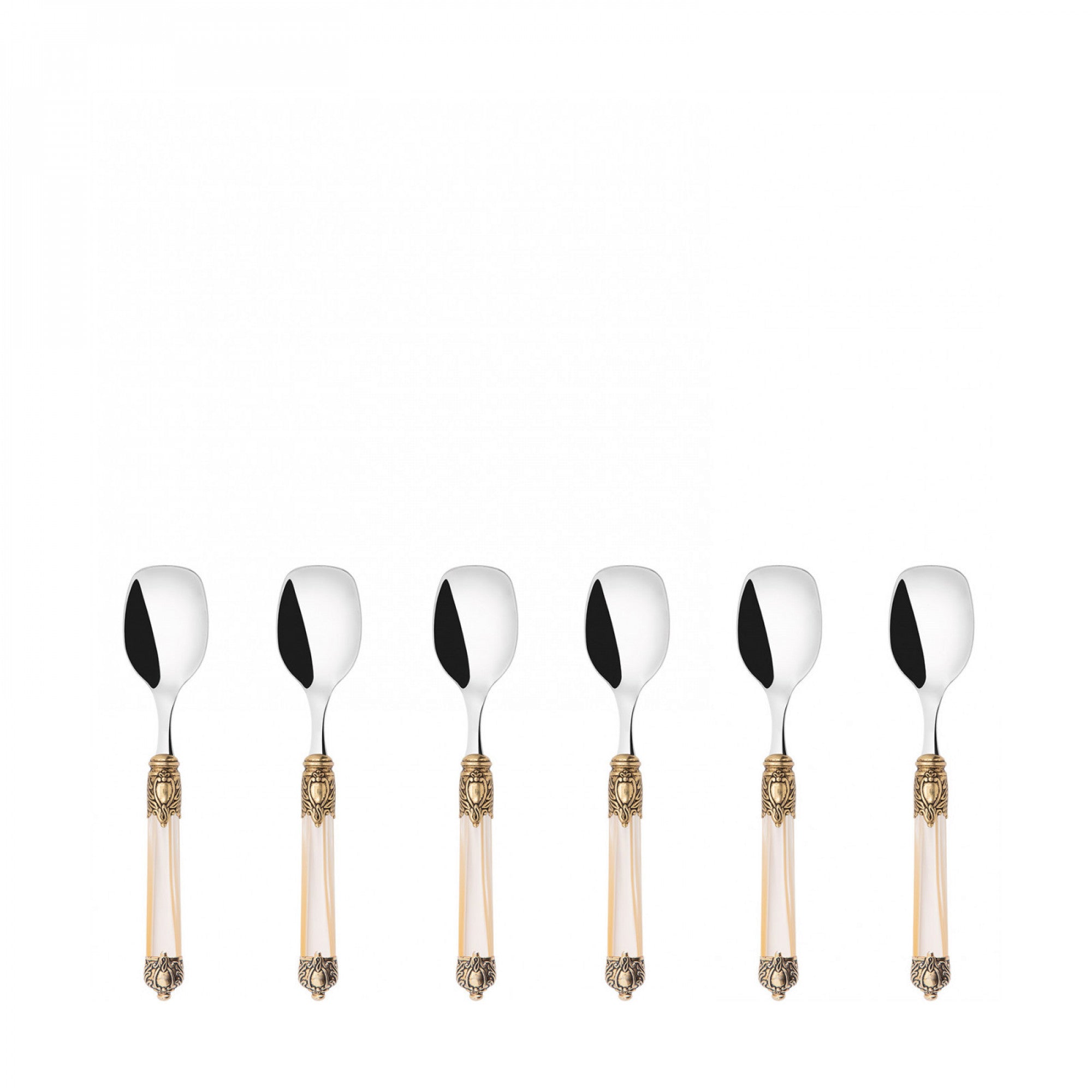 Rinascimento Gold ring Ice Cream Spoon Set - Ivory