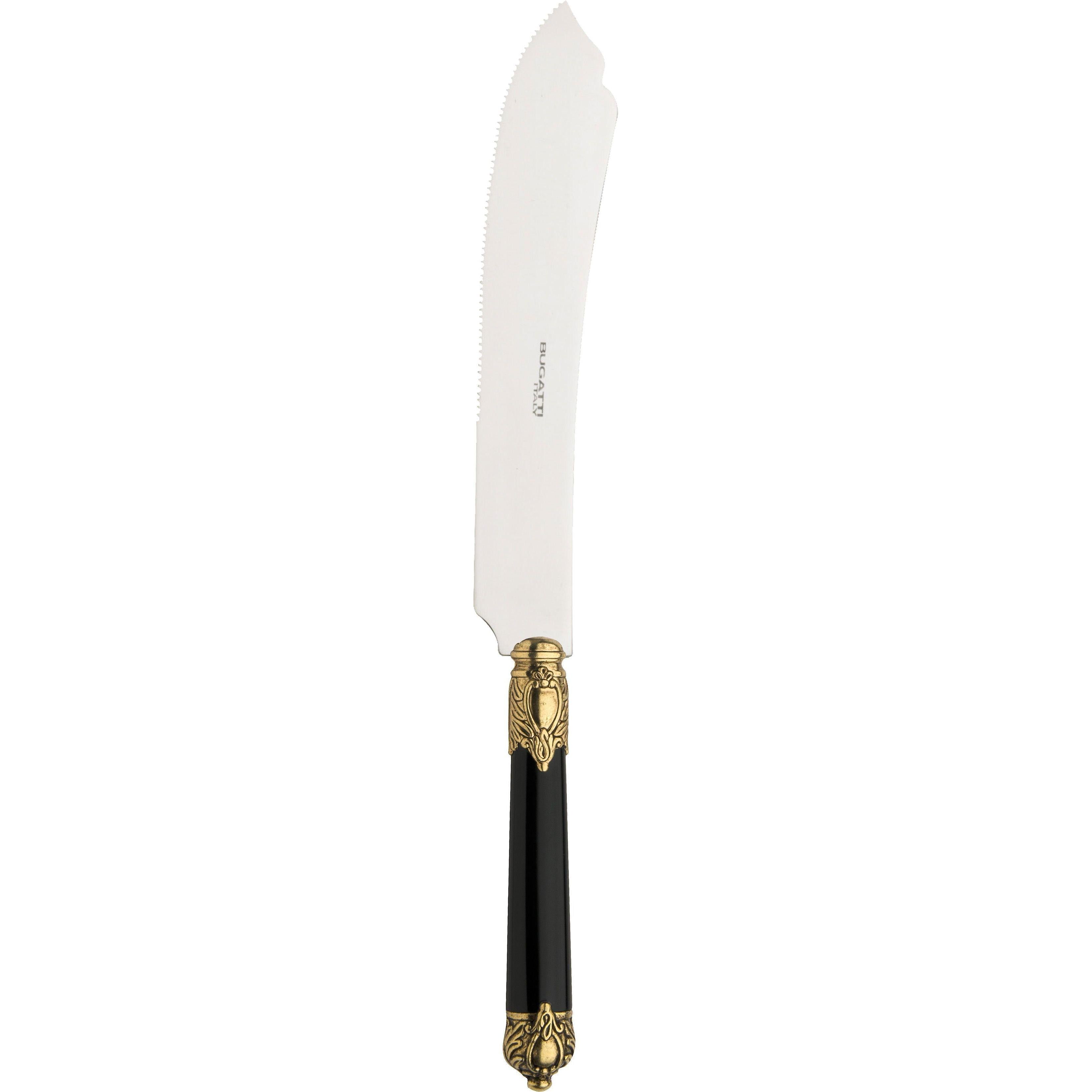 Rinascimento Antique Gold Cake Knife 28 cm (11.02 Inch) - Black-Casa Bugatti USA
